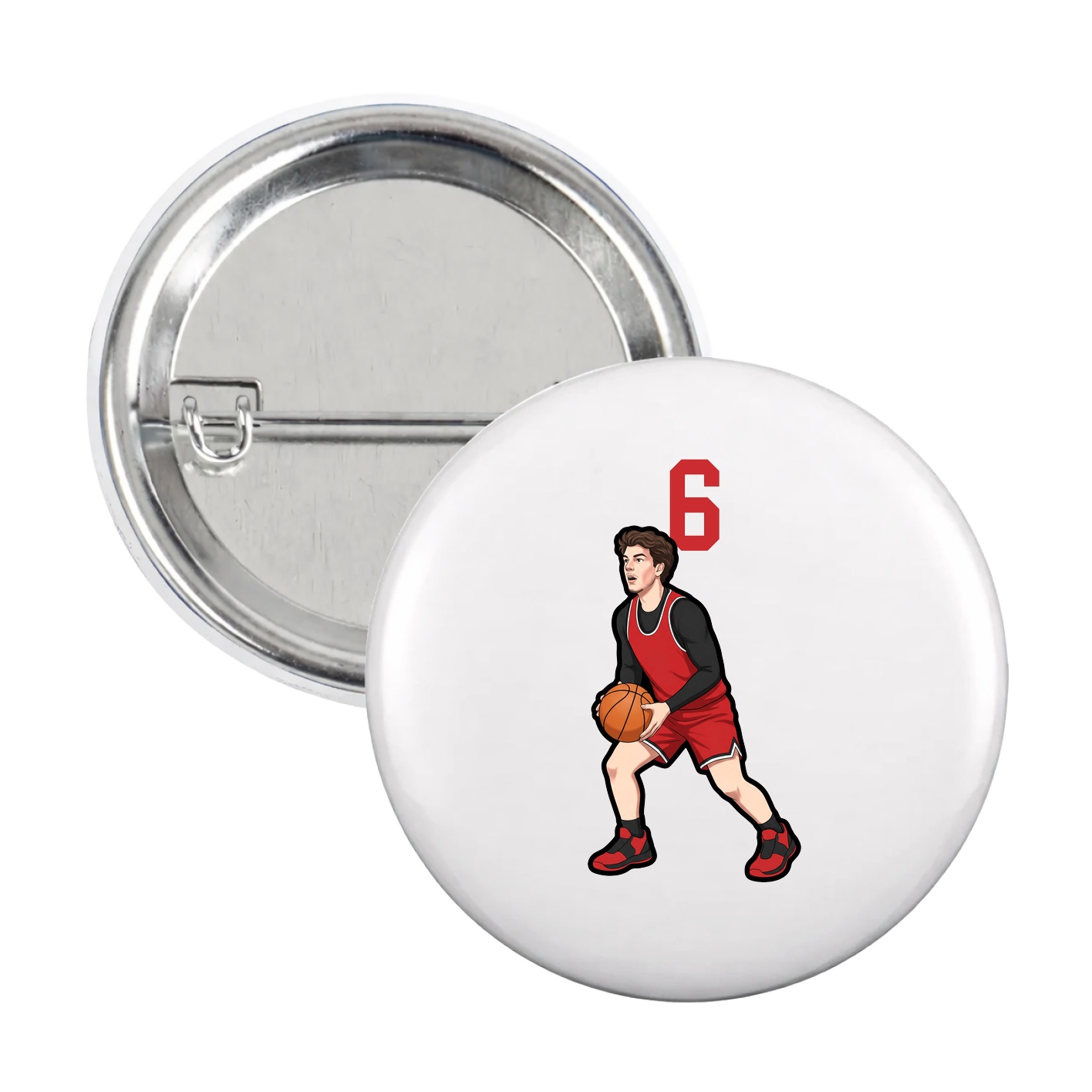 Game Day Button — Number Top in White