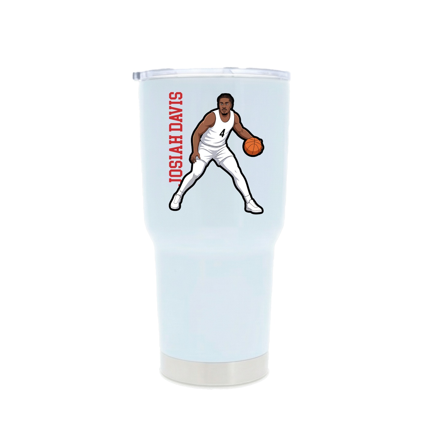 30oz Stainless Steel Tumbler — Name Vertical in White