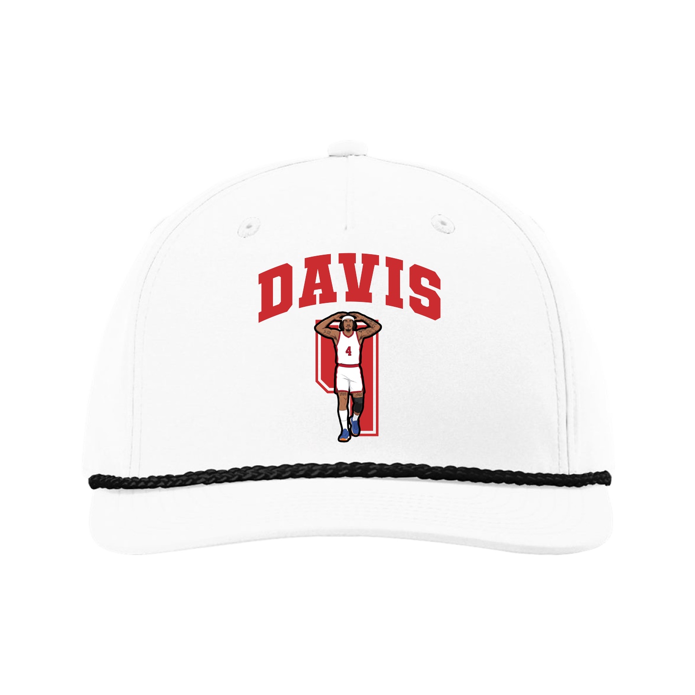 Five-Panel Classic Rope Cap — Number in White