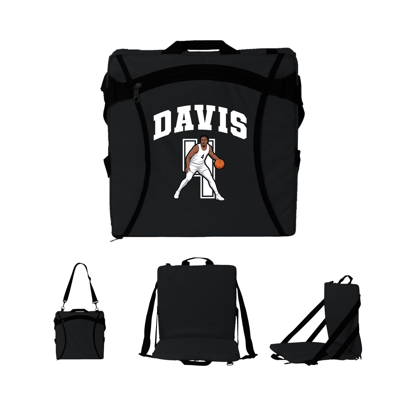 Folding Stadium Seat — Number in Black