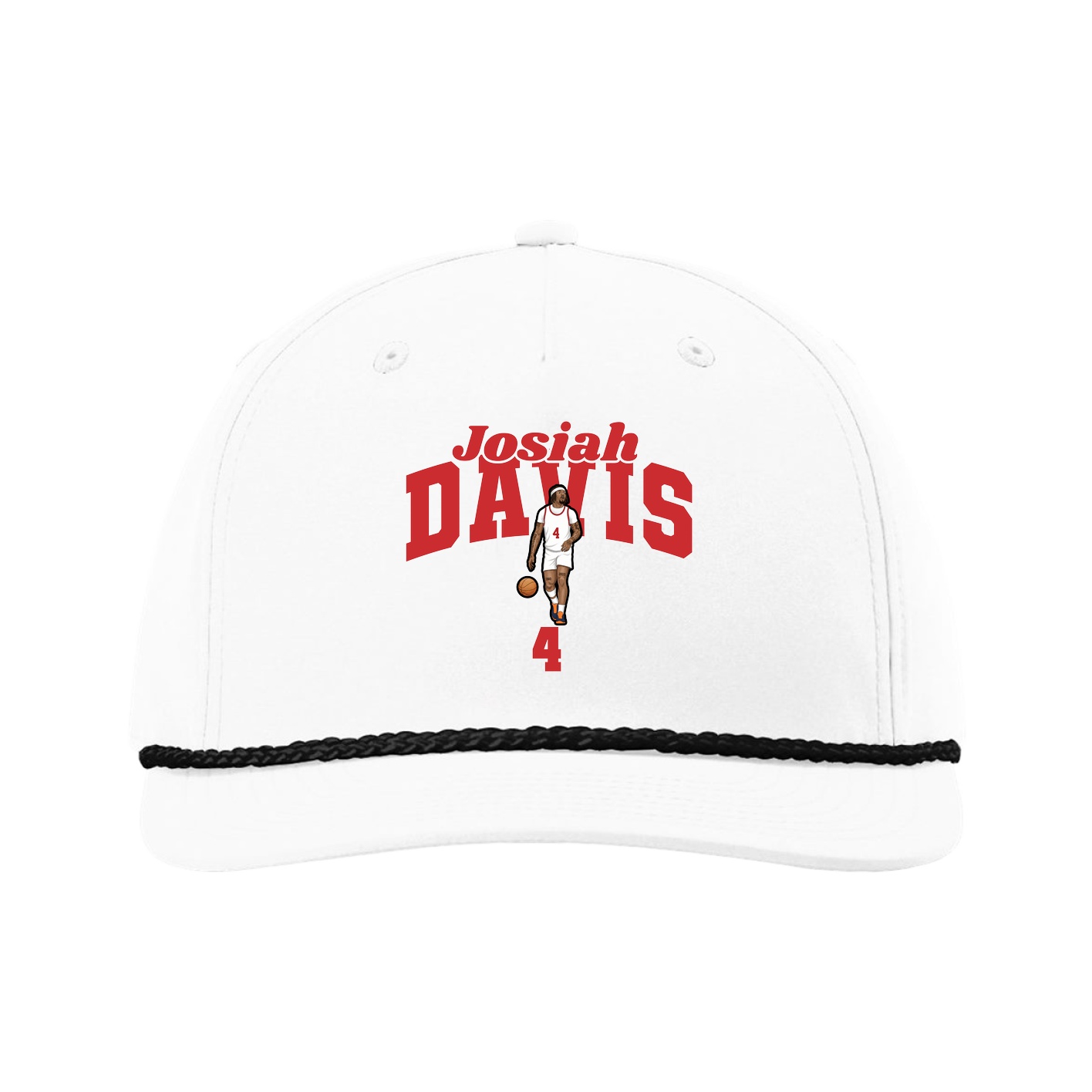Five-Panel Classic Rope Cap — Signature Arch in White