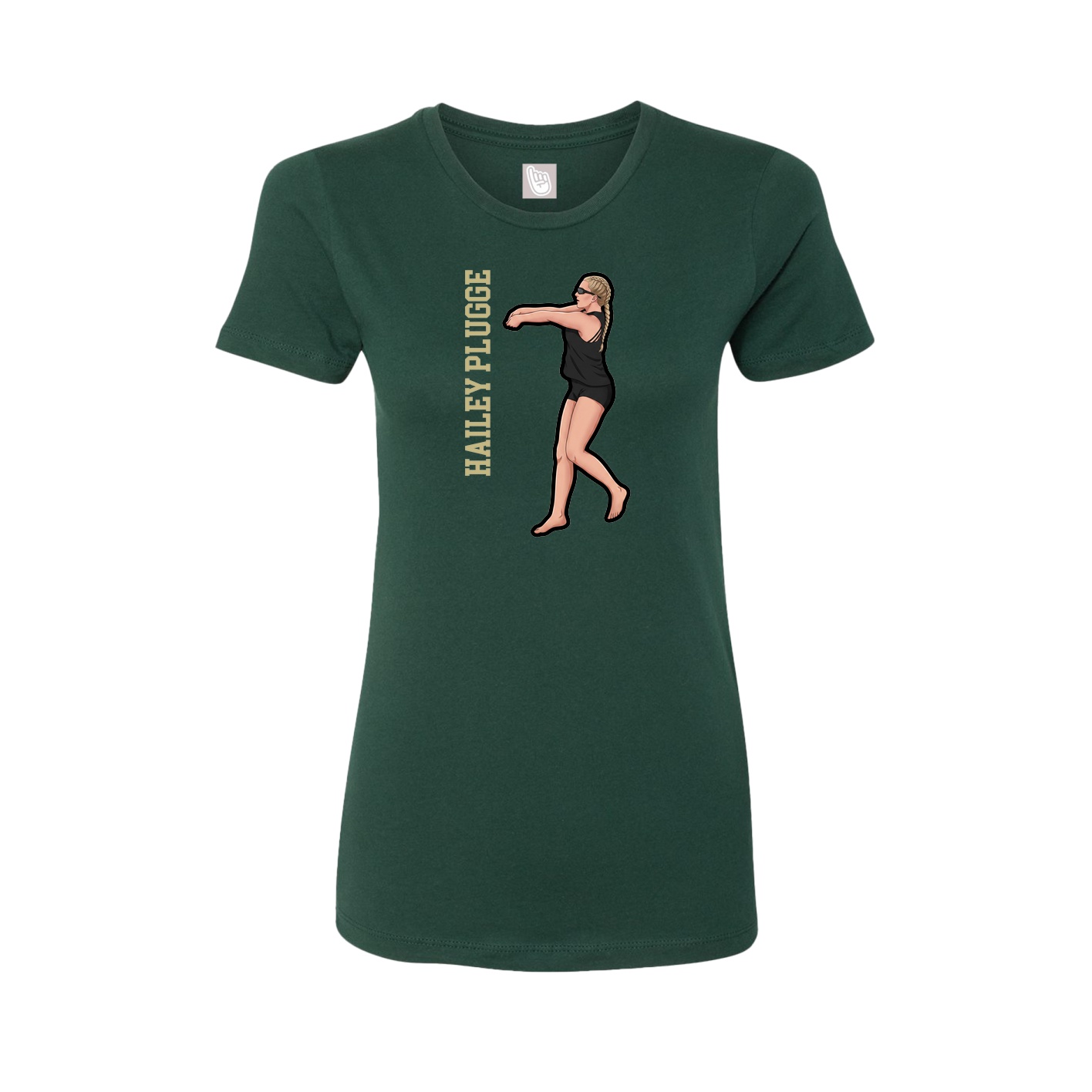 Fitted Women's Tee — Name Vertical in Green