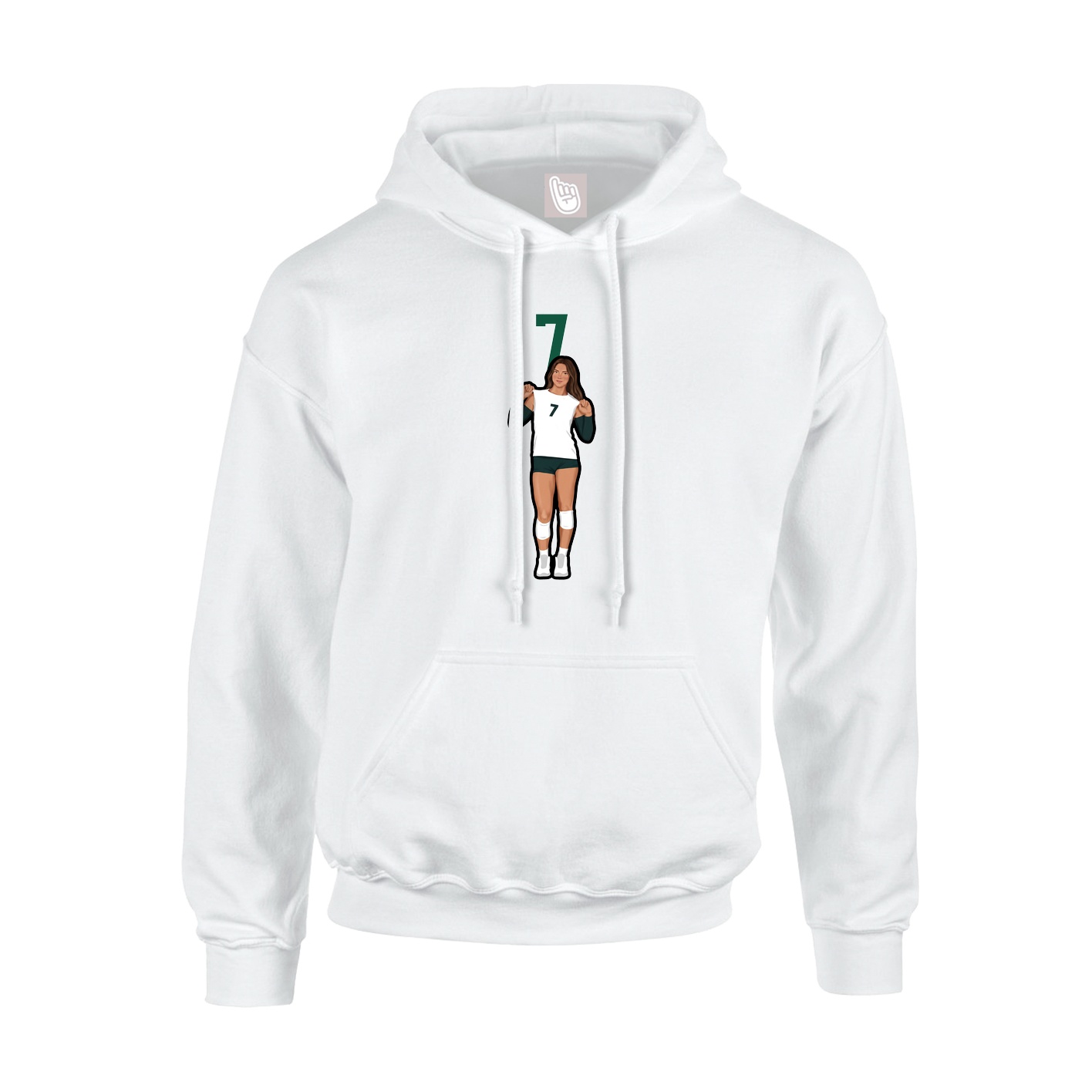 Youth Hoodie — Number Top in White