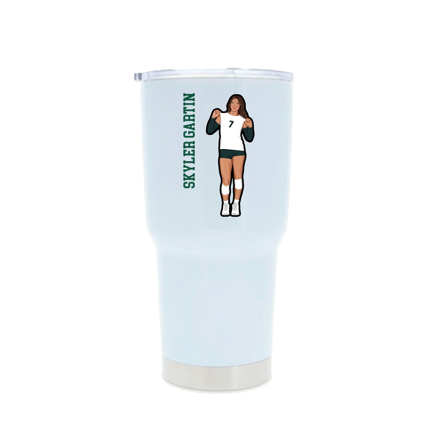 30oz Stainless Steel Tumbler — Name Vertical in White