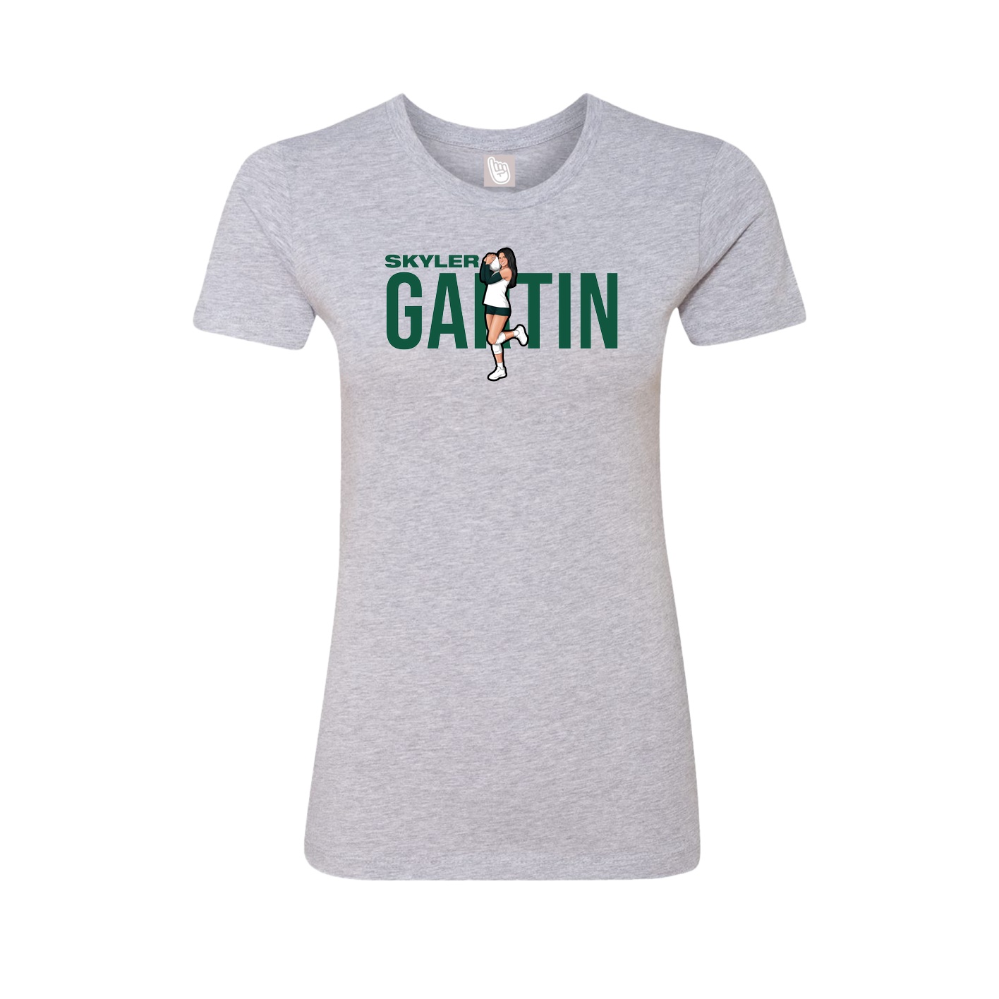 Fitted Women's Tee — Player Name in Grey