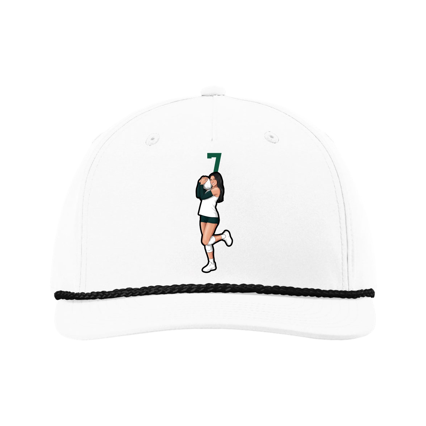 Five-Panel Classic Rope Cap — Number Top in White