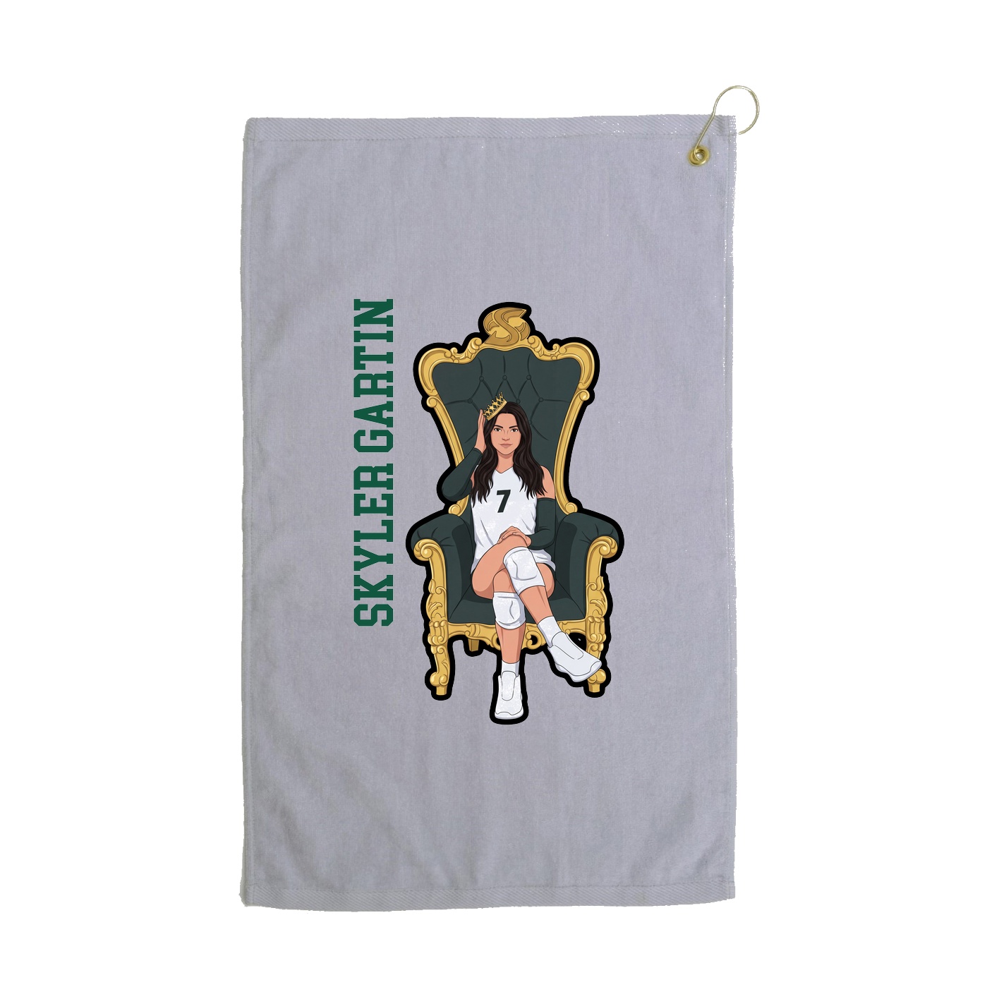 Golf Towel — Name Vertical in Grey