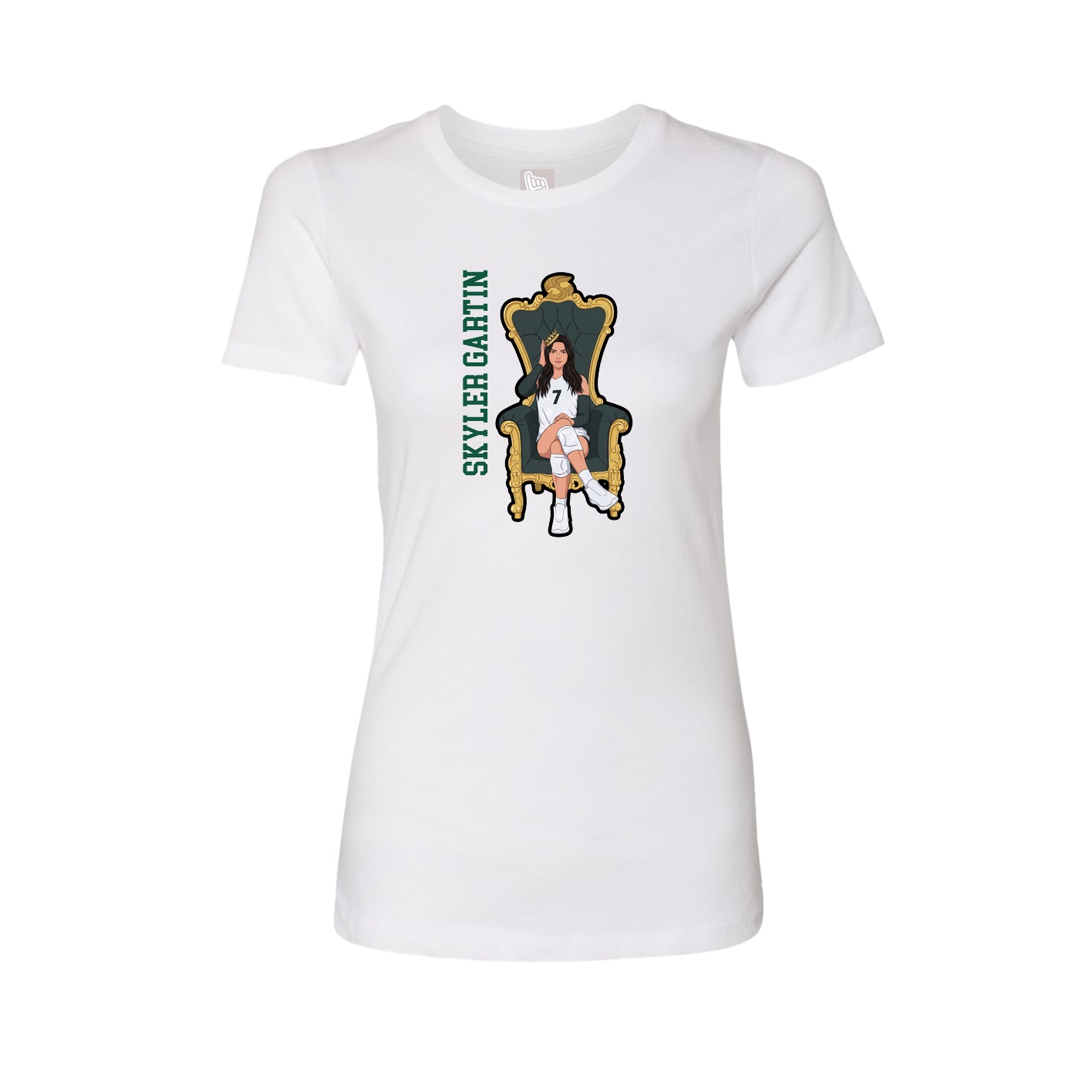Fitted Women's Tee — Name Vertical in White