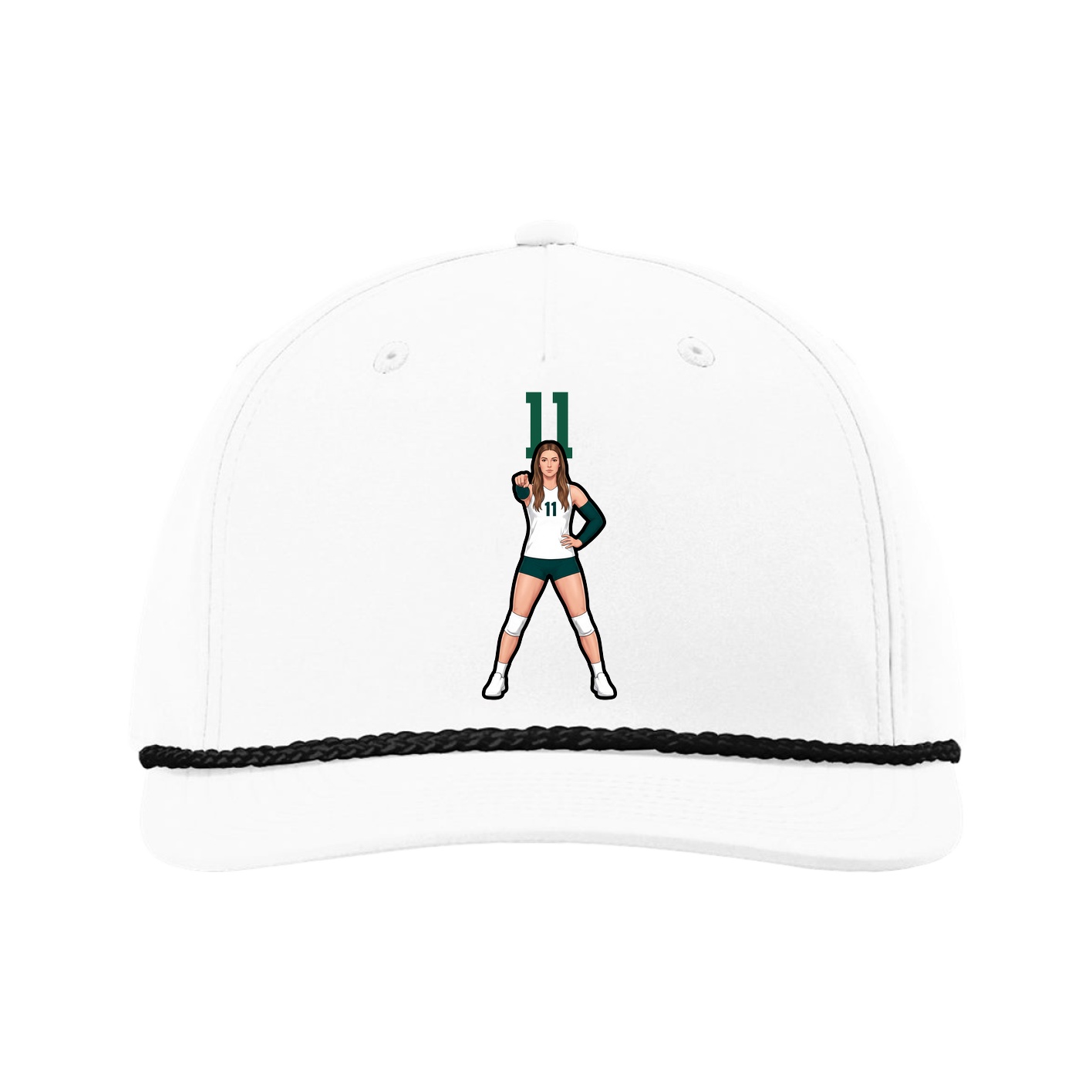 Five-Panel Classic Rope Cap — Number Top in White