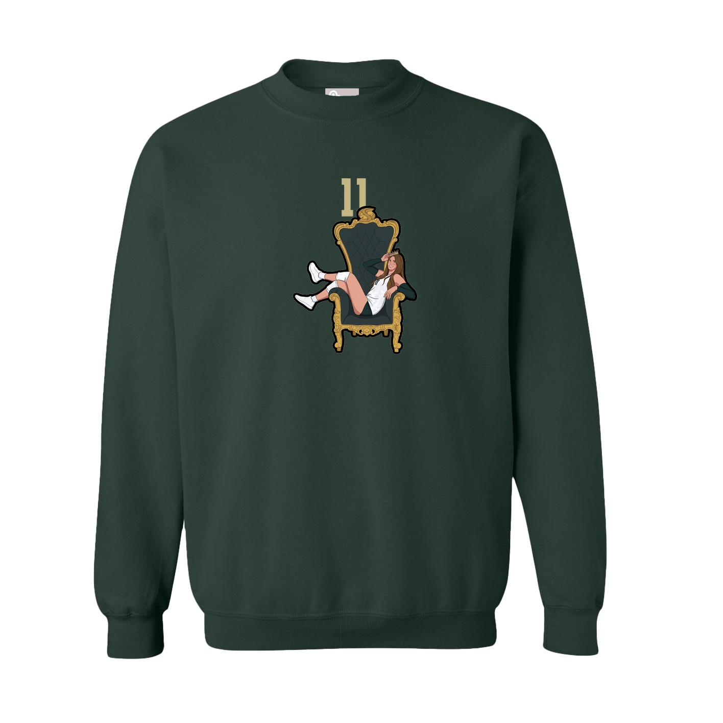Fleece Crew — Number Top in Green