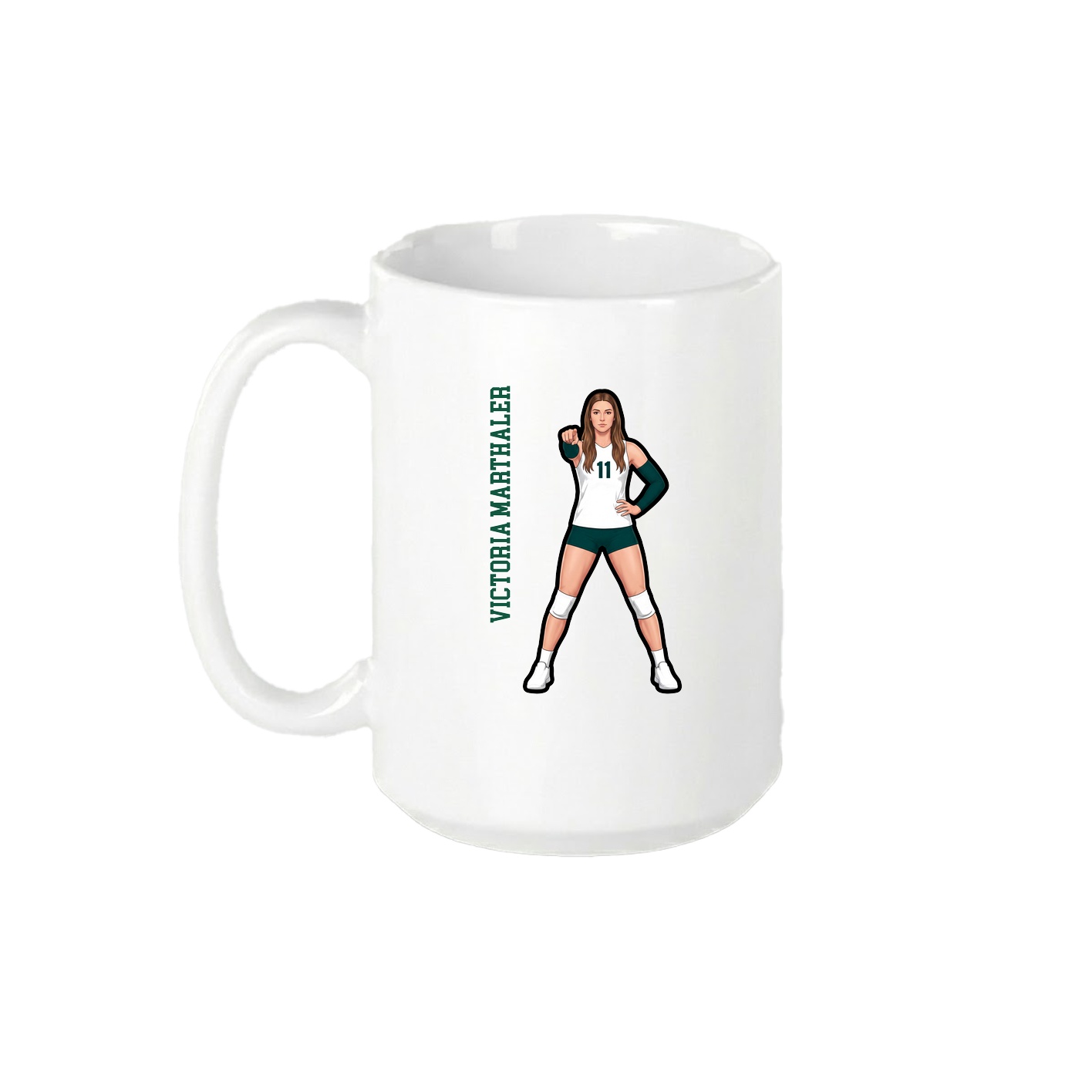 15oz Coffee Mug — Name Vertical in White