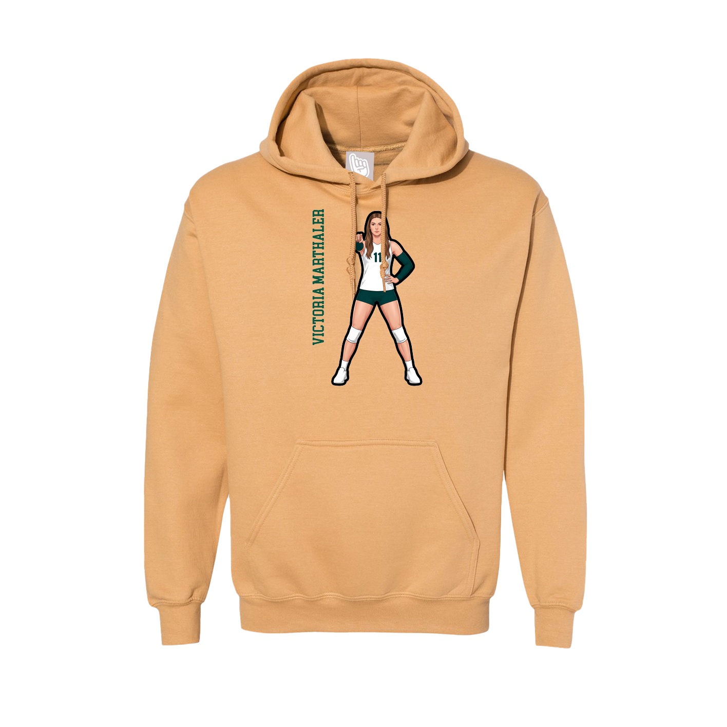 Hoodie — Name Vertical in Vegas Gold