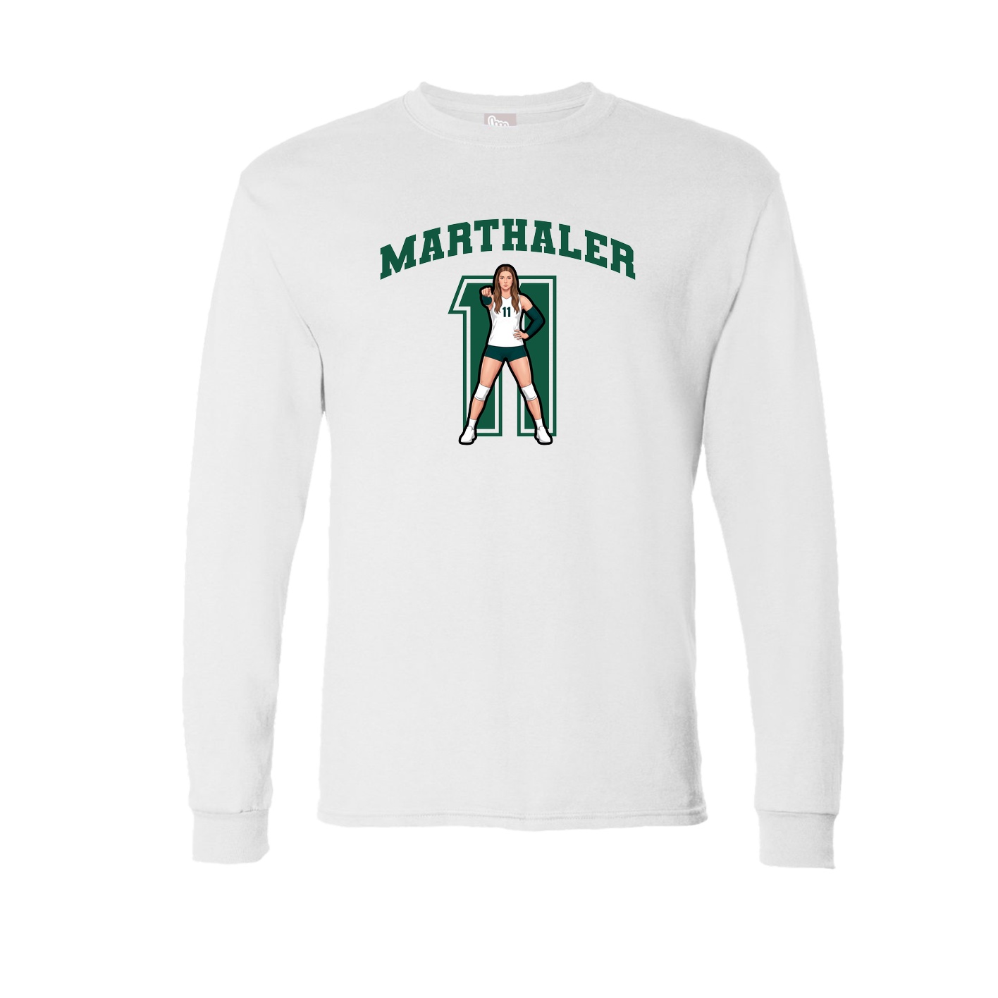 Long Sleeve Tee — Number in White