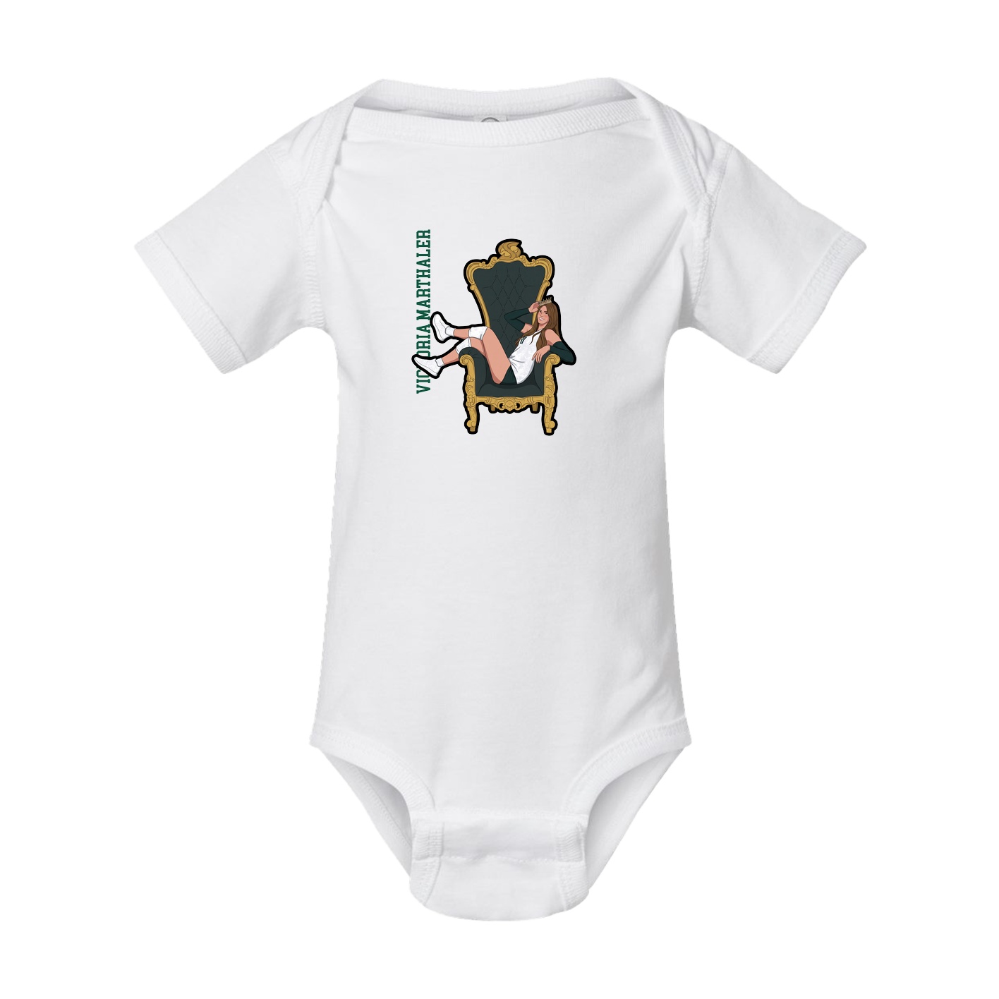 Baby Onesie — Name Vertical in White