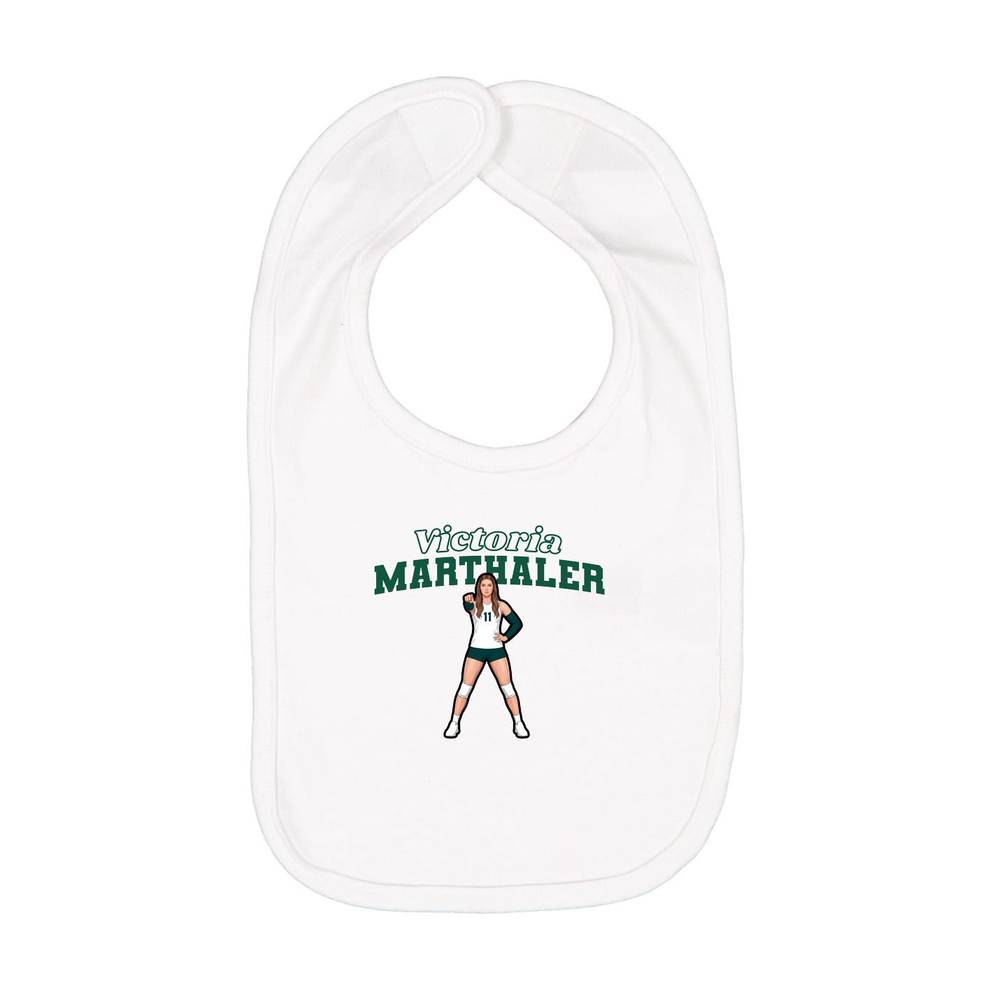 Infant Bib — Name Arch in White