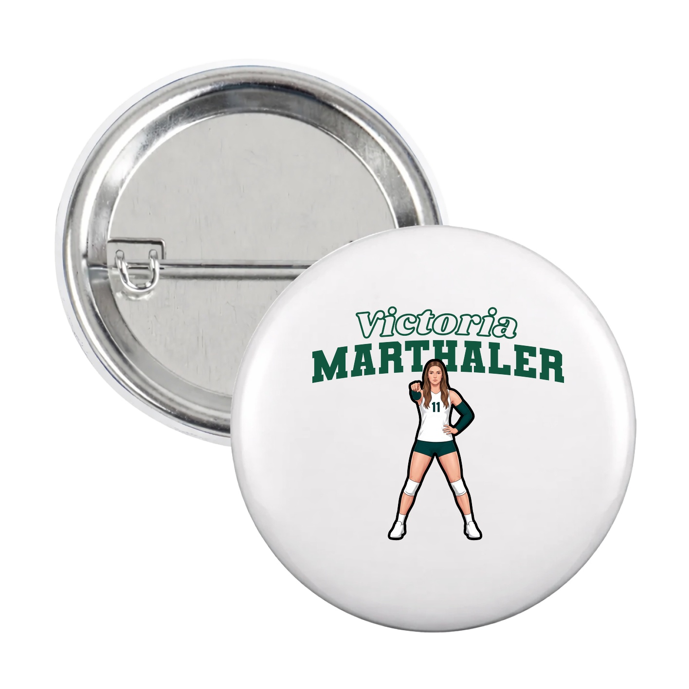 Game Day Button — Name Arch in White