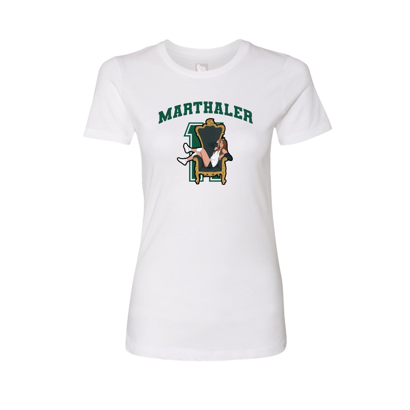 Fitted Women's Tee — Number in White
