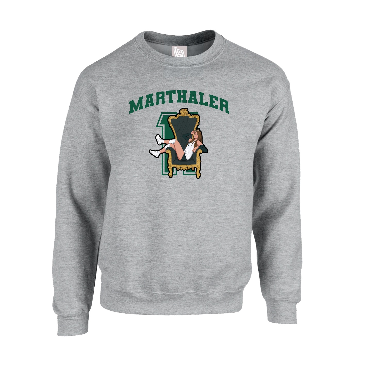Fleece Crew — Number in Grey
