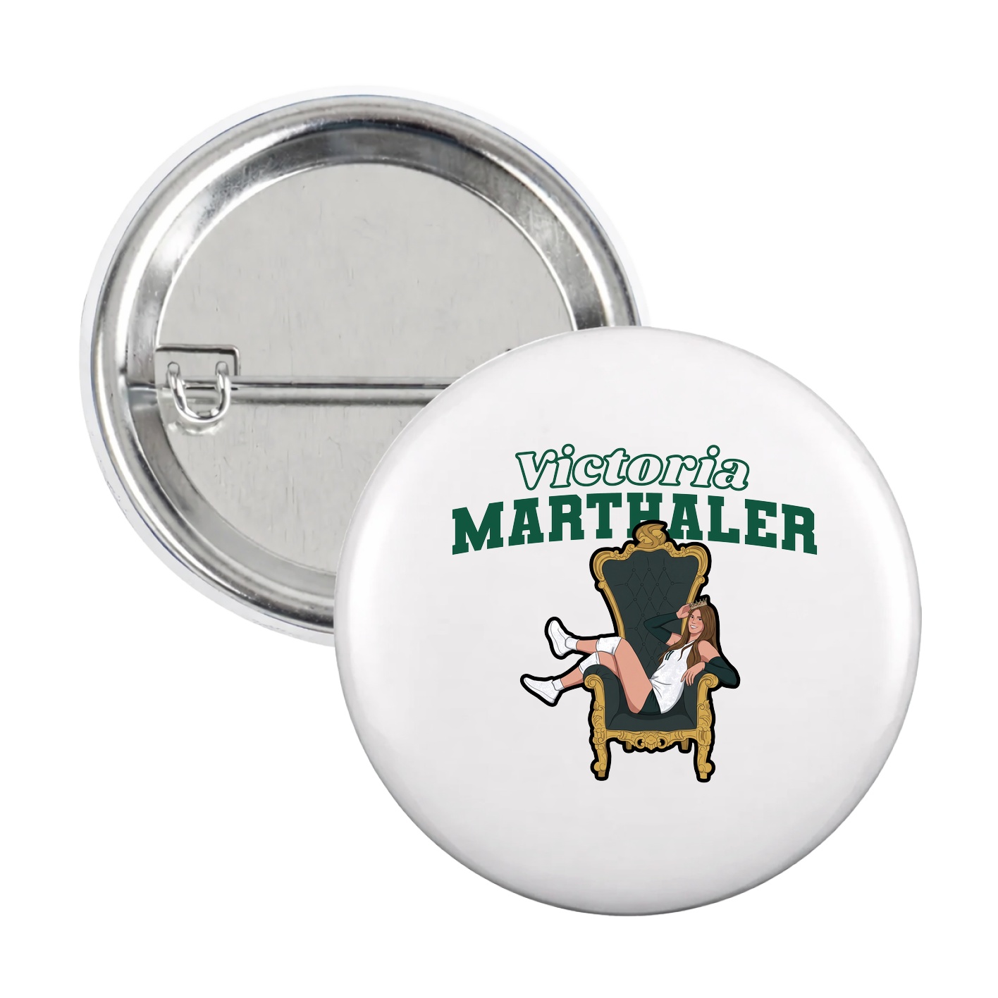 Game Day Button — Name Arch in White