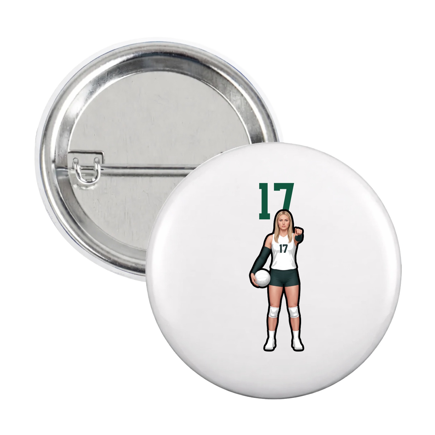 Game Day Button — Number Top in White