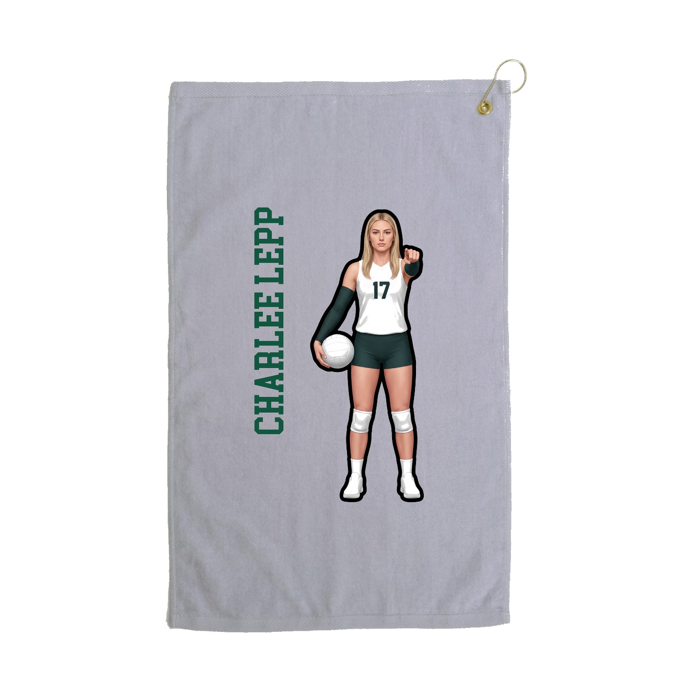 Golf Towel — Name Vertical in Grey