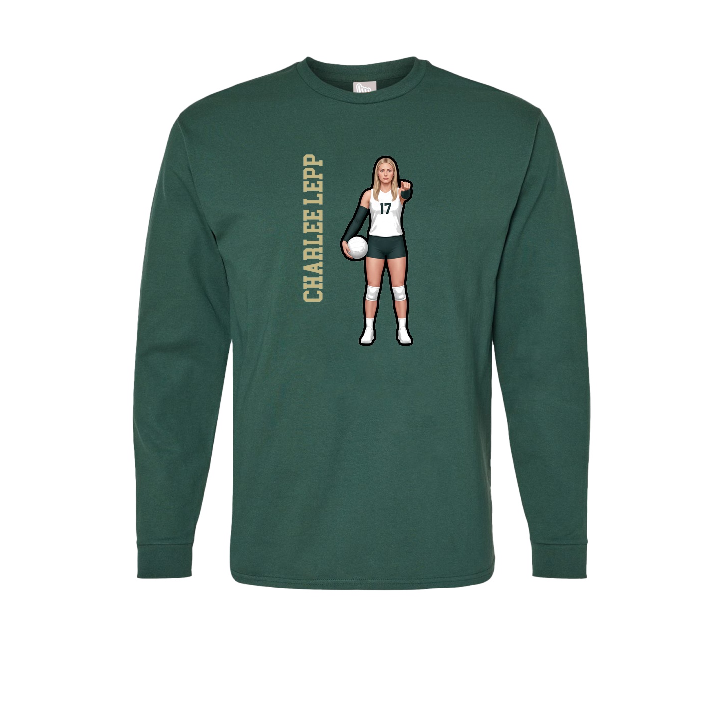 Long Sleeve Tee — Name Vertical in Green