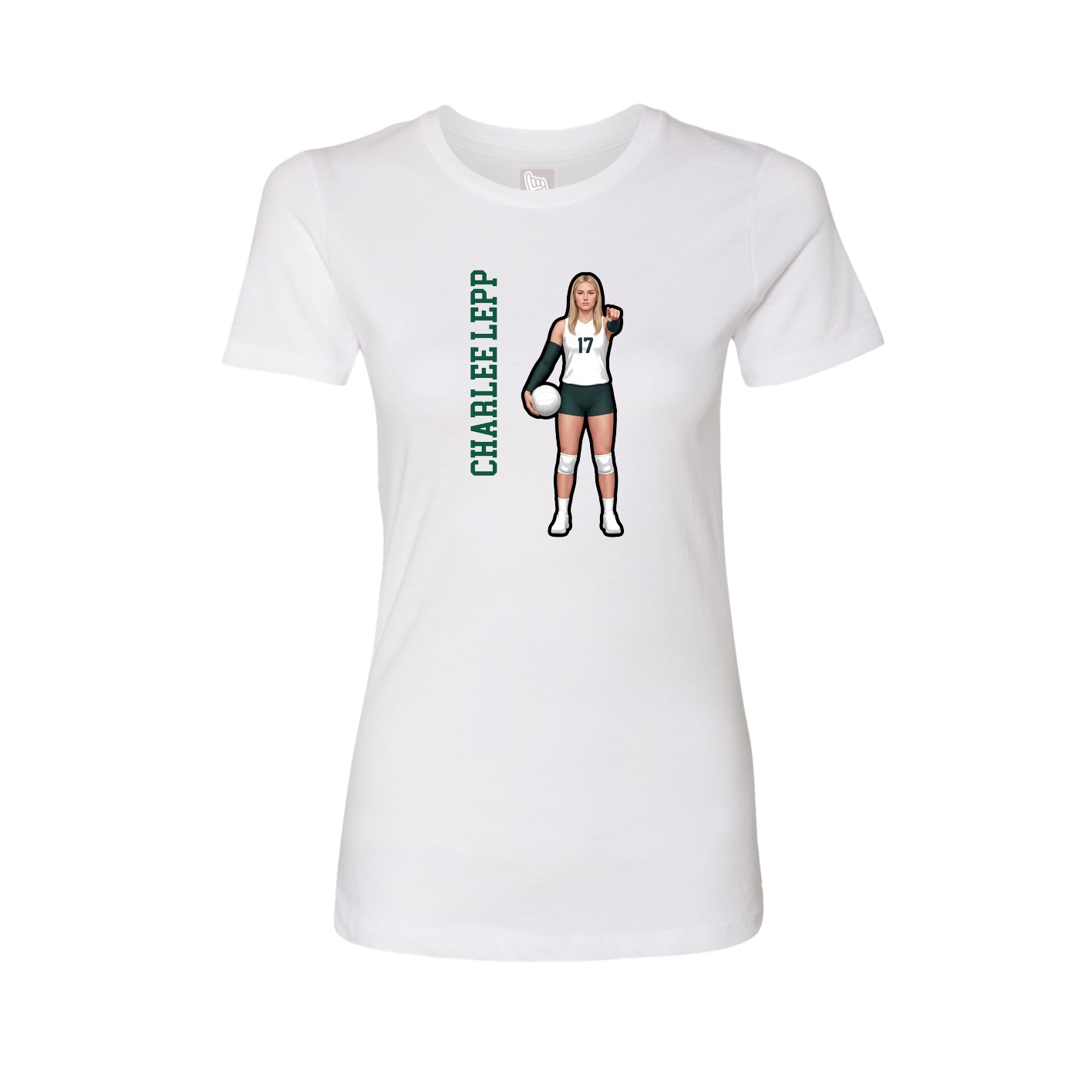 Fitted Women's Tee — Name Vertical in White