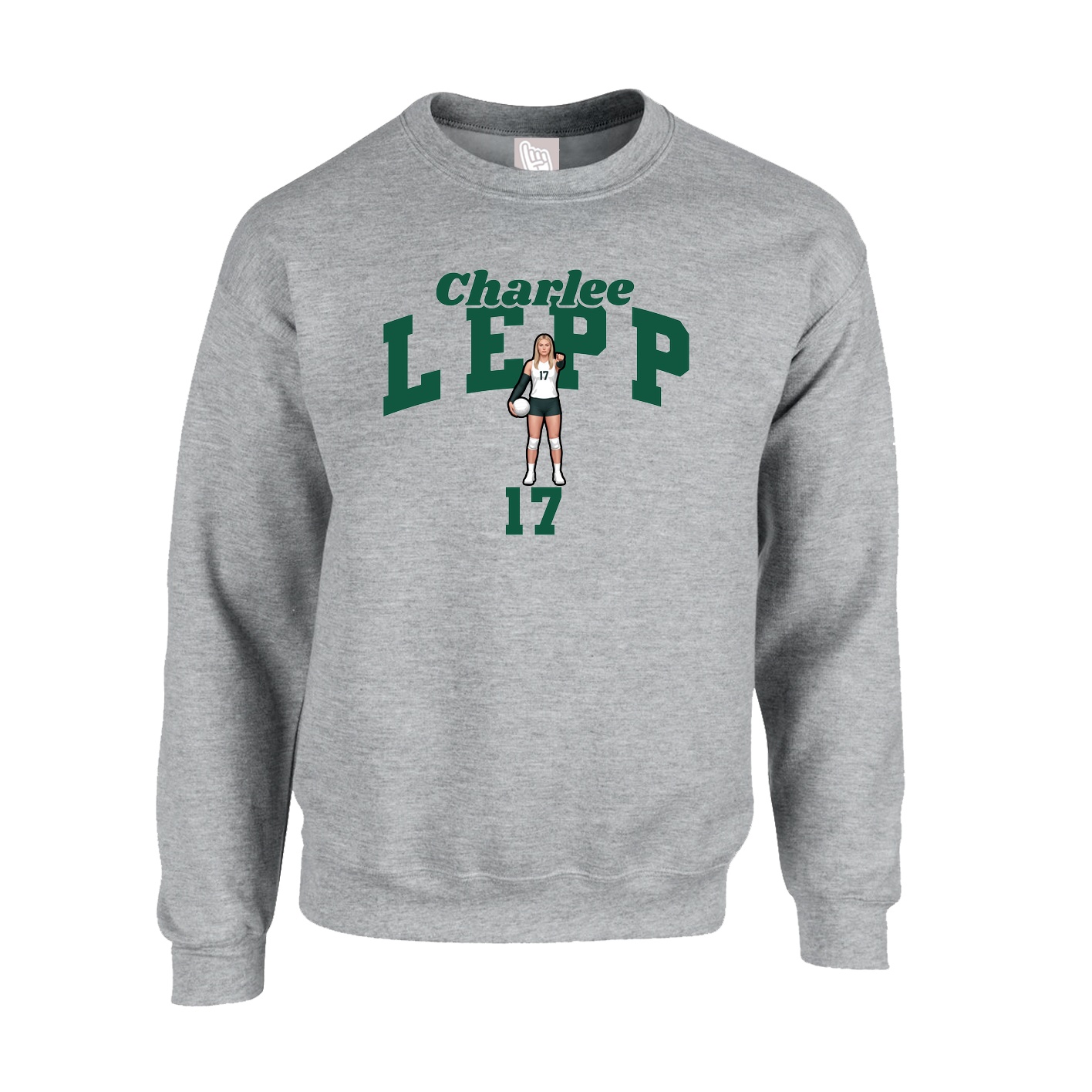 Fleece Crew — Signature Arch in Grey
