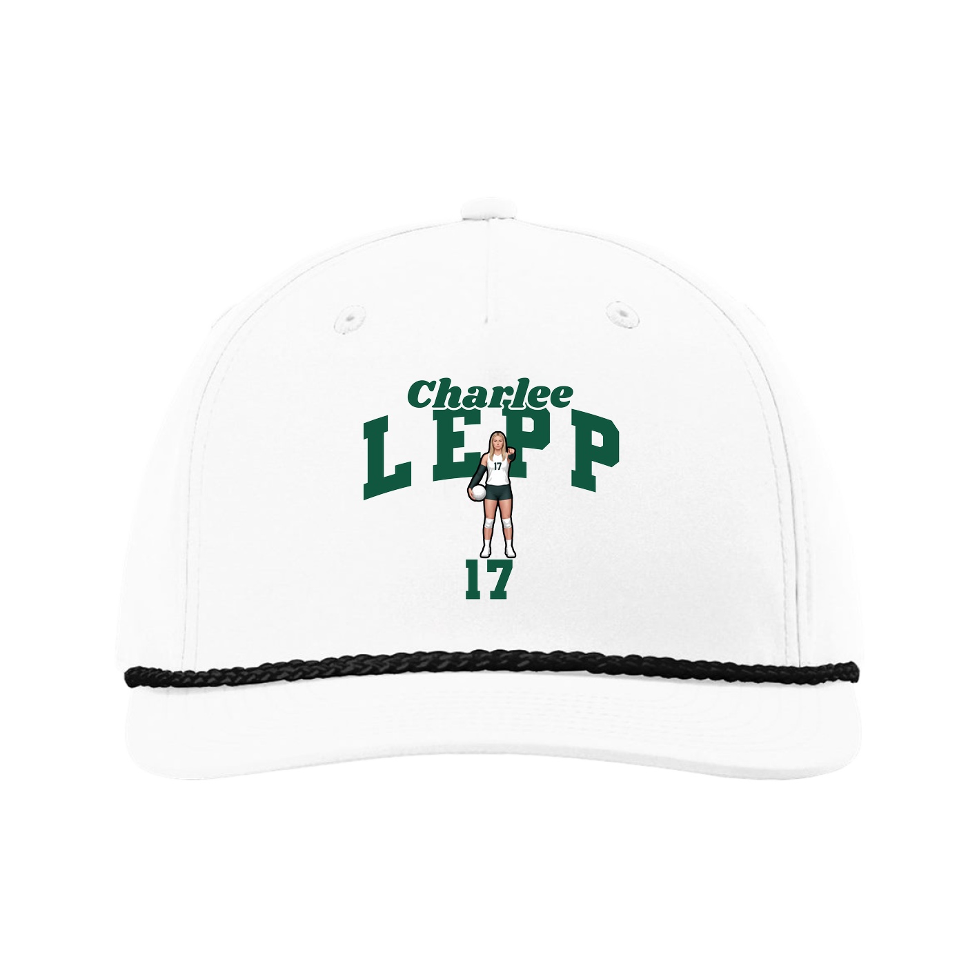 Five-Panel Classic Rope Cap — Signature Arch in White