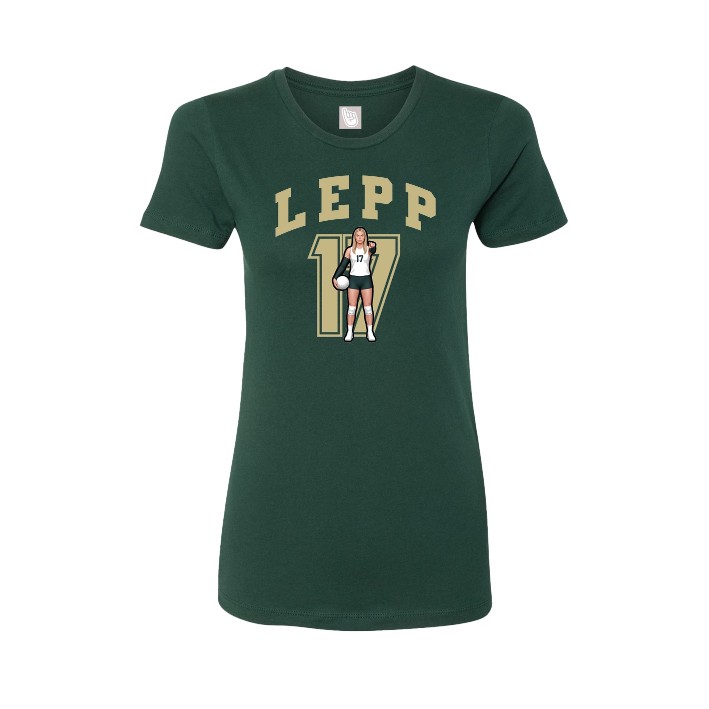 Fitted Women's Tee — Number in Green