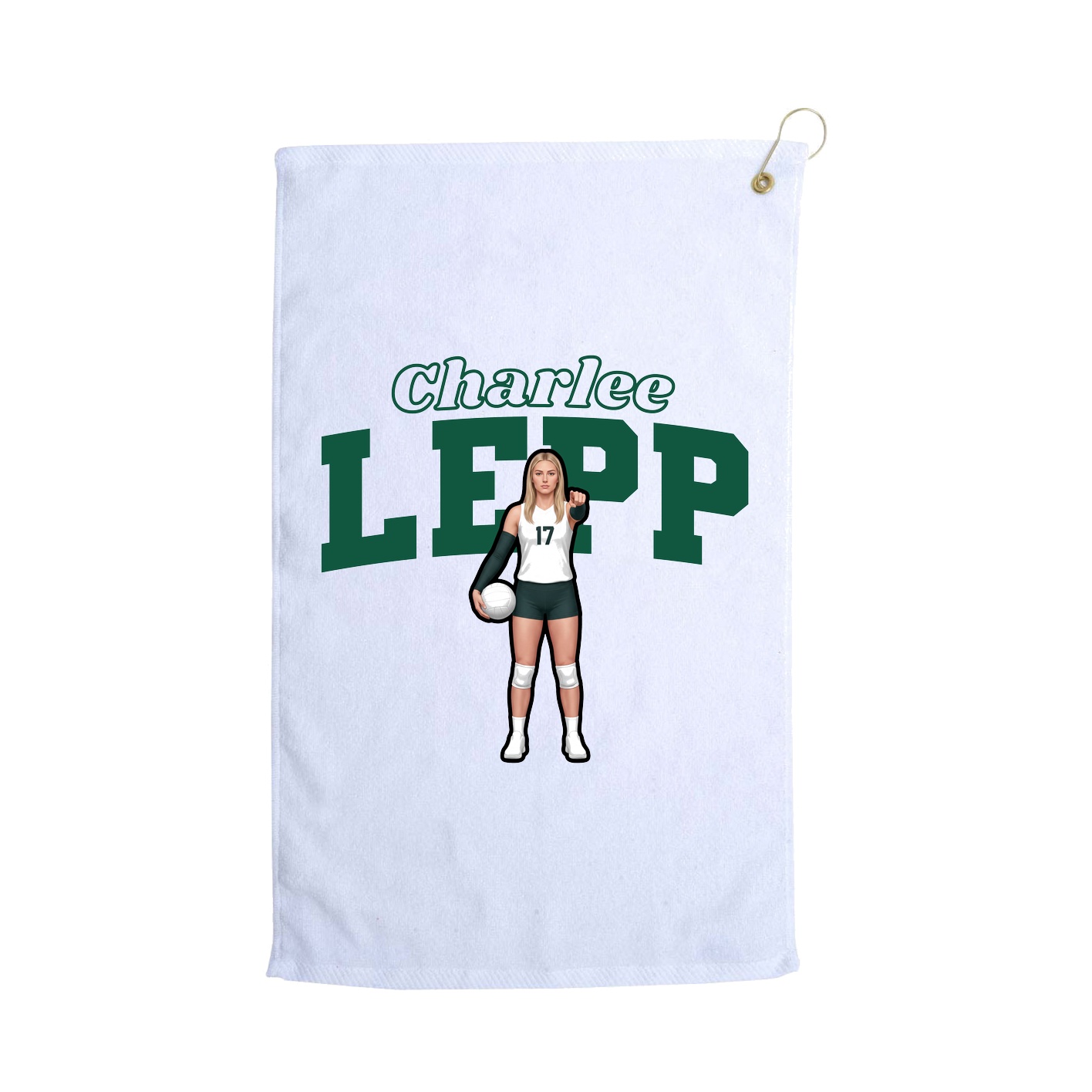 Golf Towel — Name Arch in White