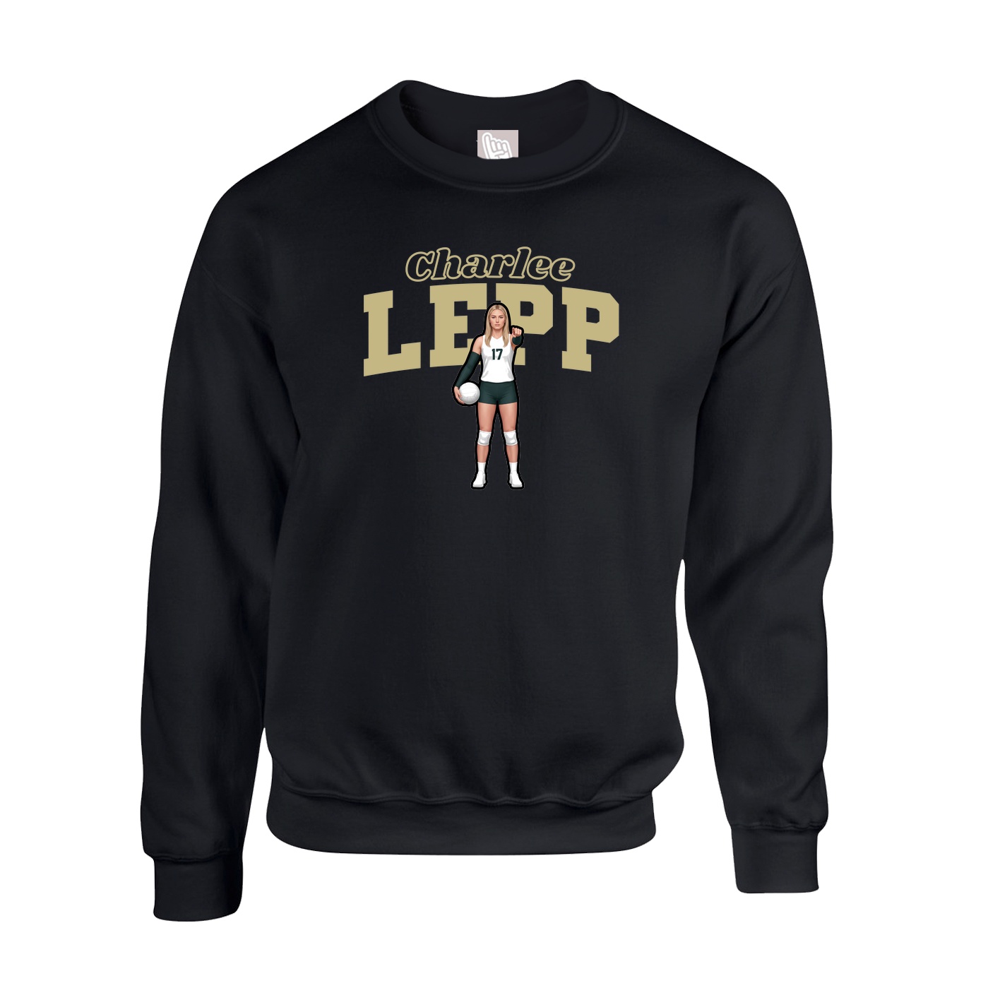 Fleece Crew — Name Arch in Black
