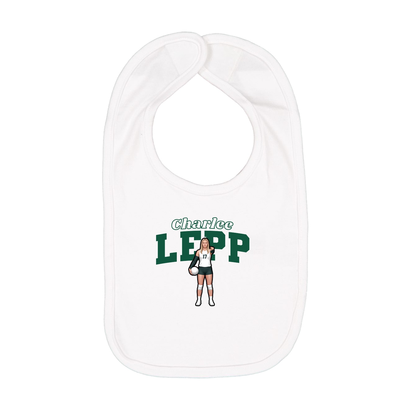 Infant Bib — Name Arch in White
