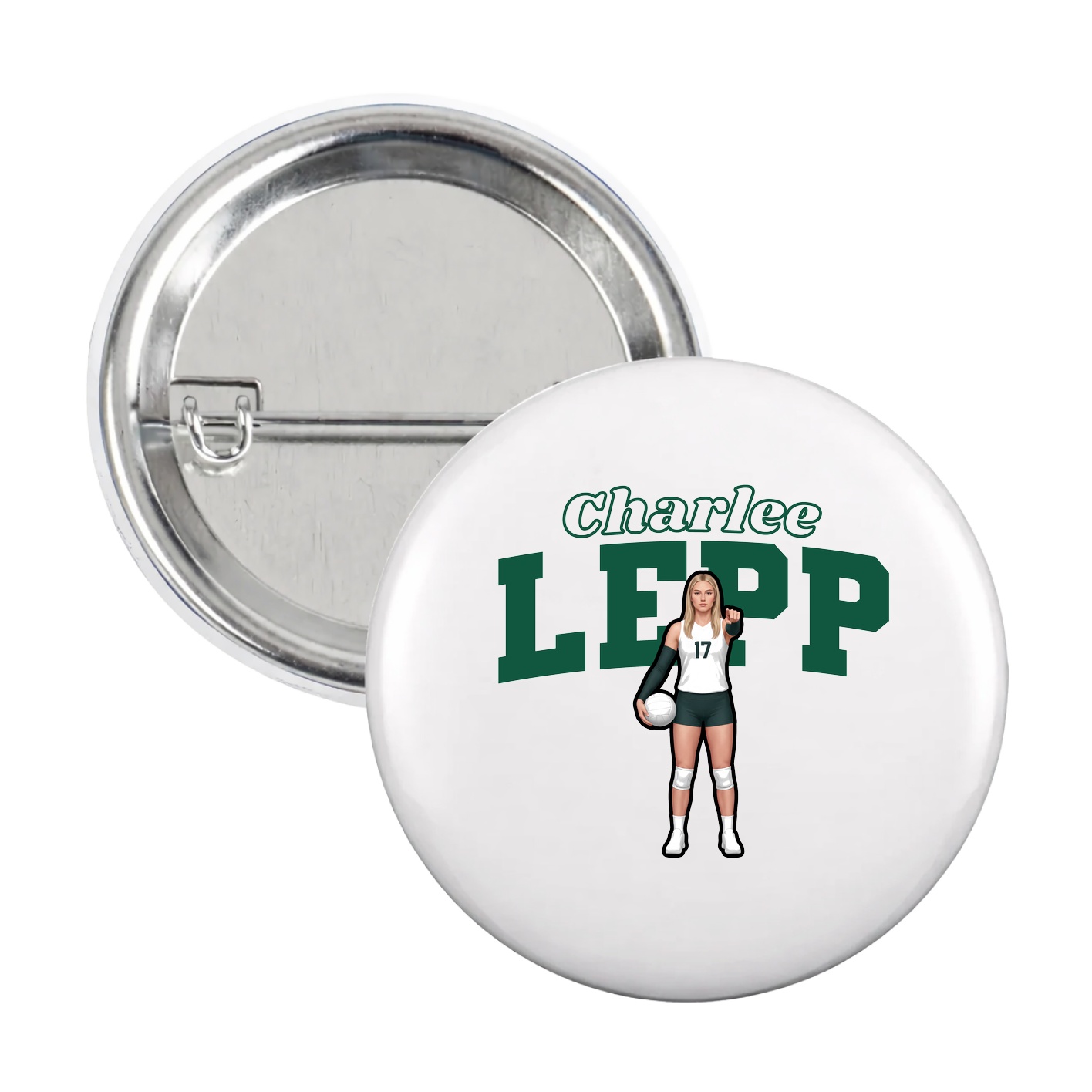 Game Day Button — Name Arch in White