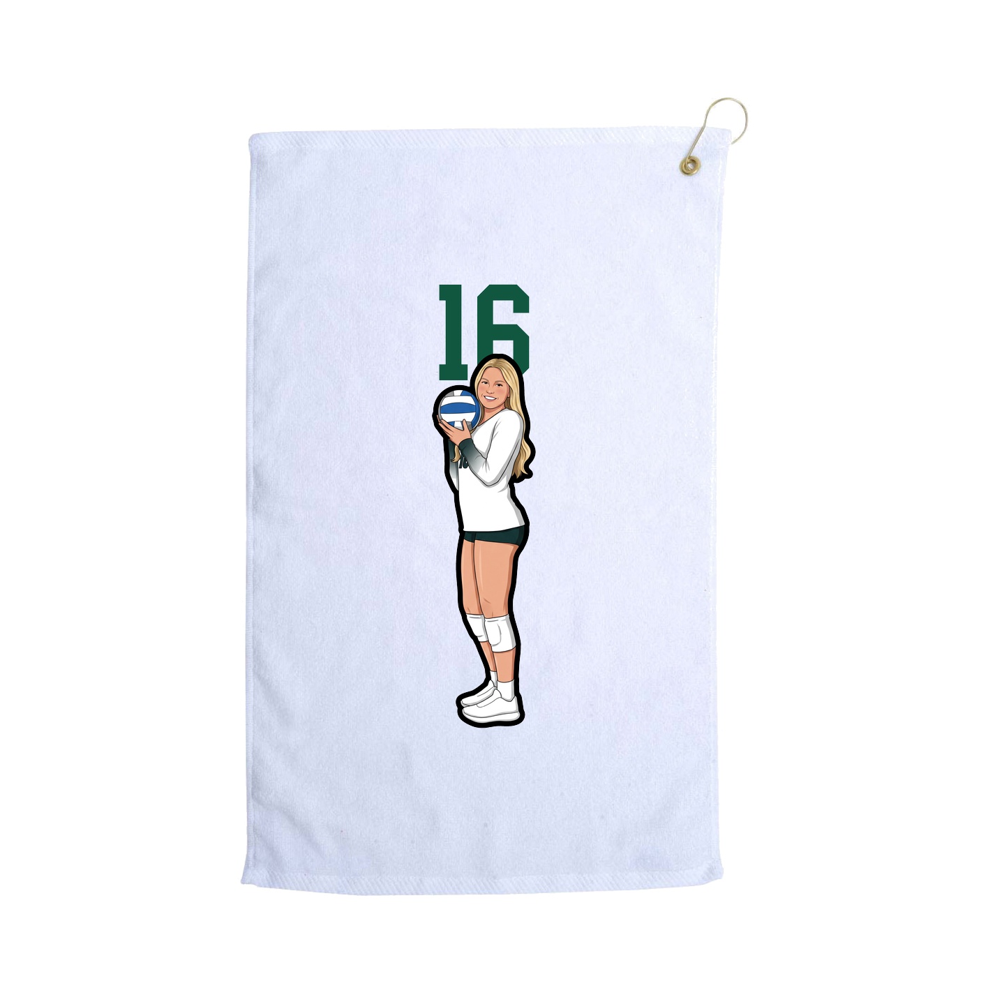 Golf Towel — Number Top in White