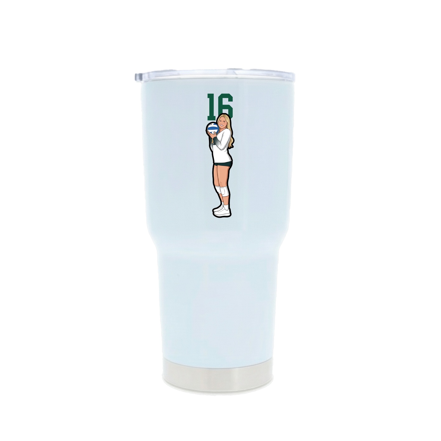 30oz Stainless Steel Tumbler — Number Top in White