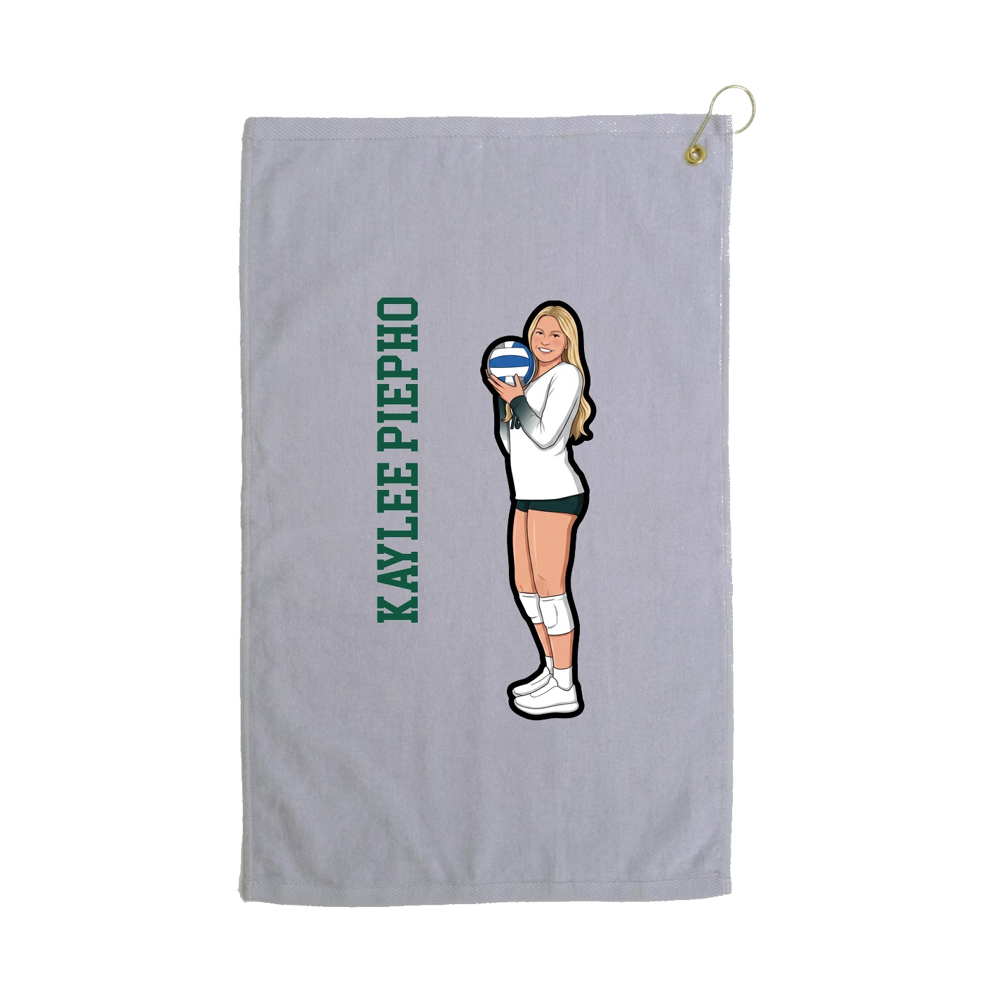 Golf Towel — Name Vertical in Grey