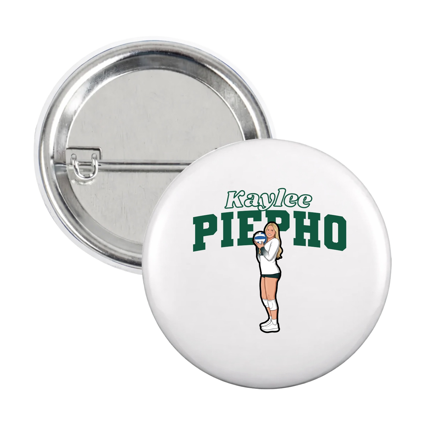 Game Day Button — Name Arch in White
