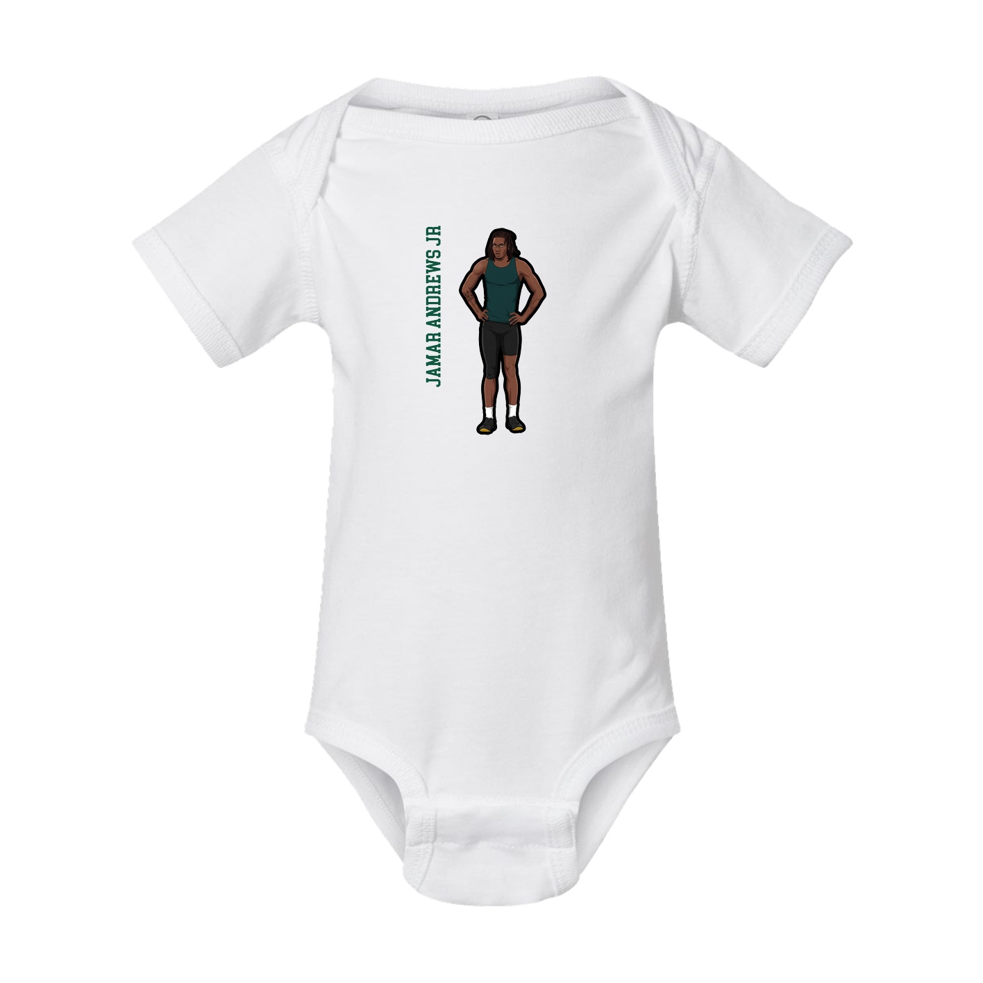Baby Onesie — Name Vertical in White