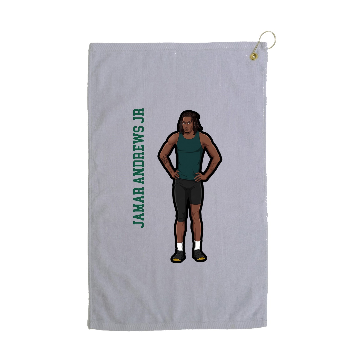 Golf Towel — Name Vertical in Grey