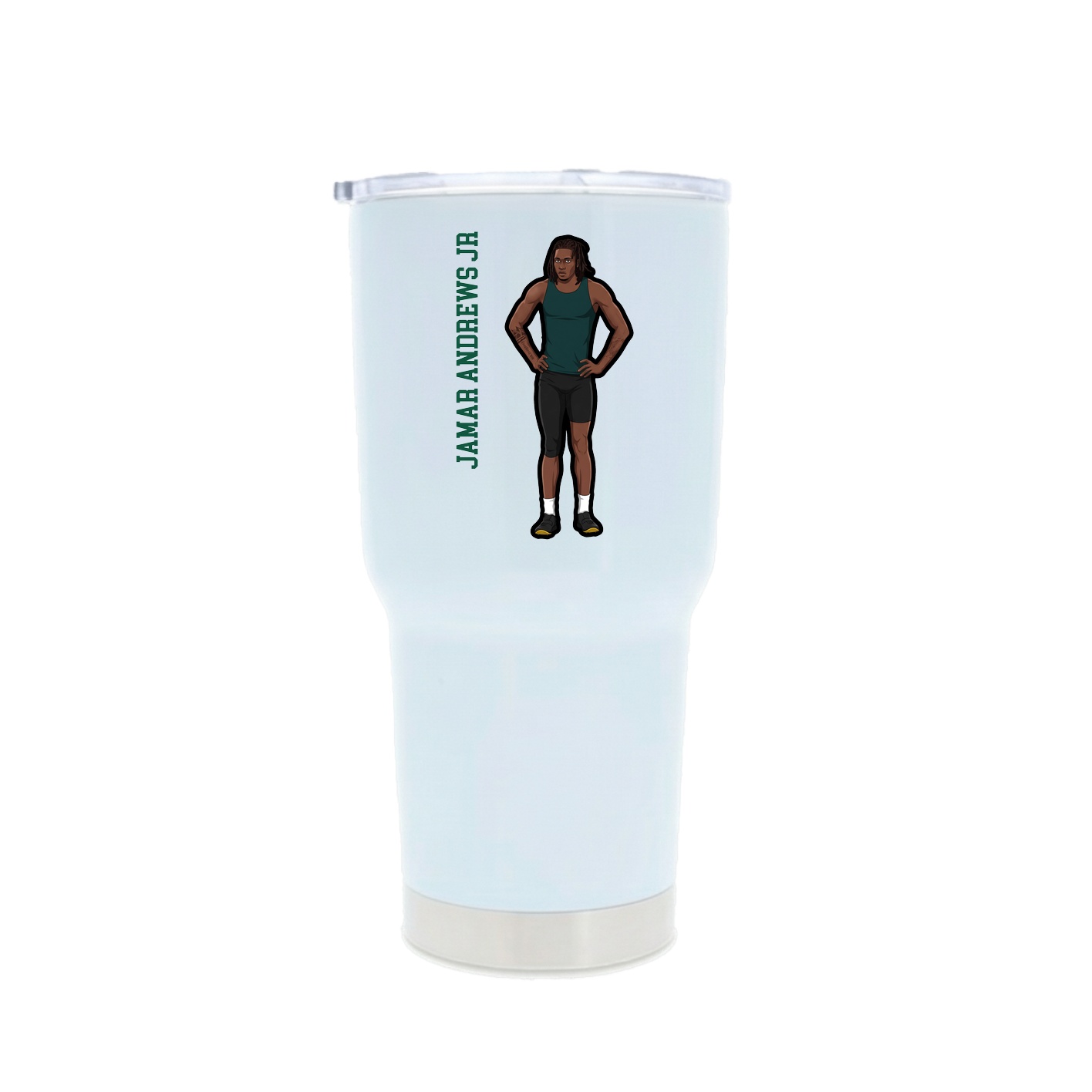 30oz Stainless Steel Tumbler — Name Vertical in White