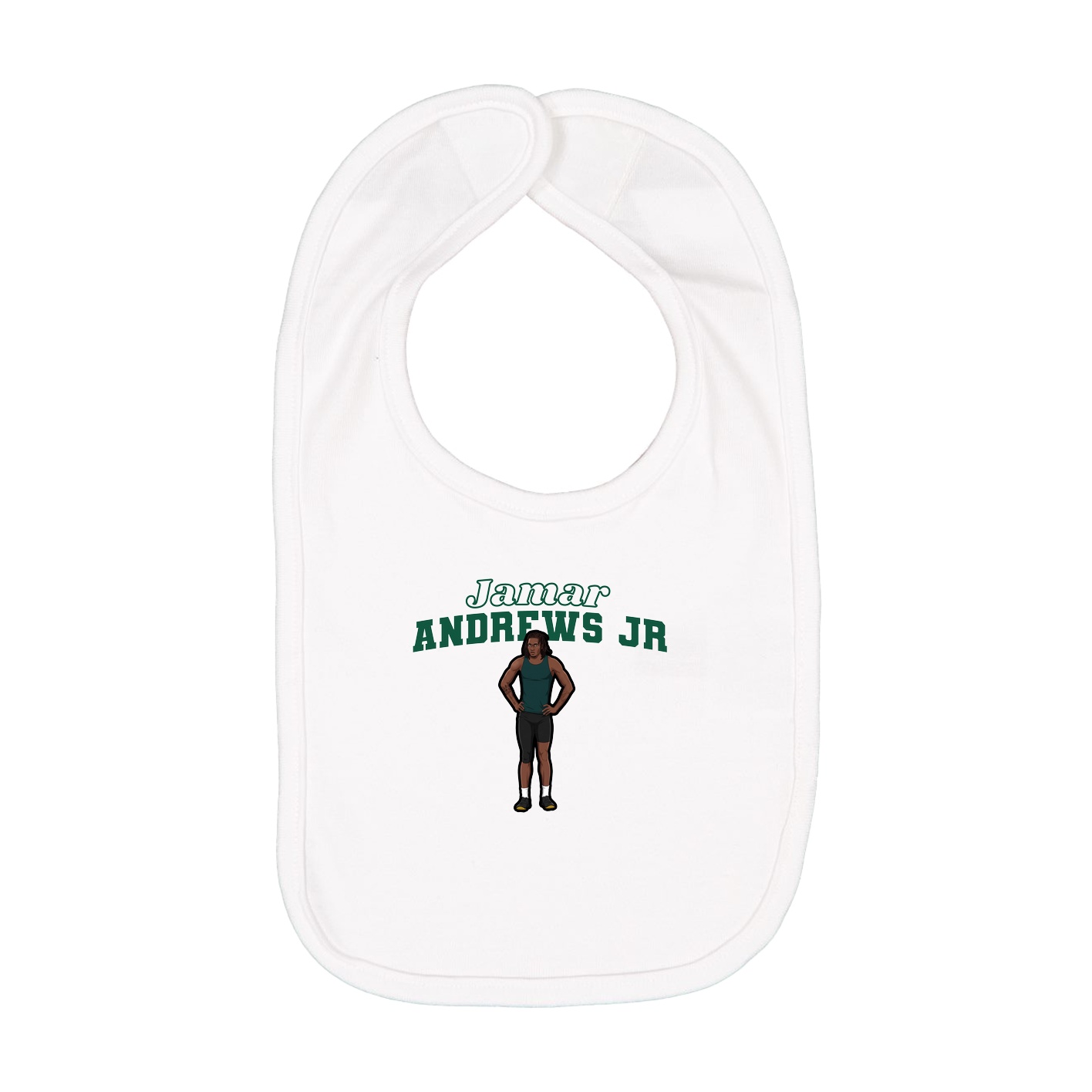 Infant Bib — Name Arch in White