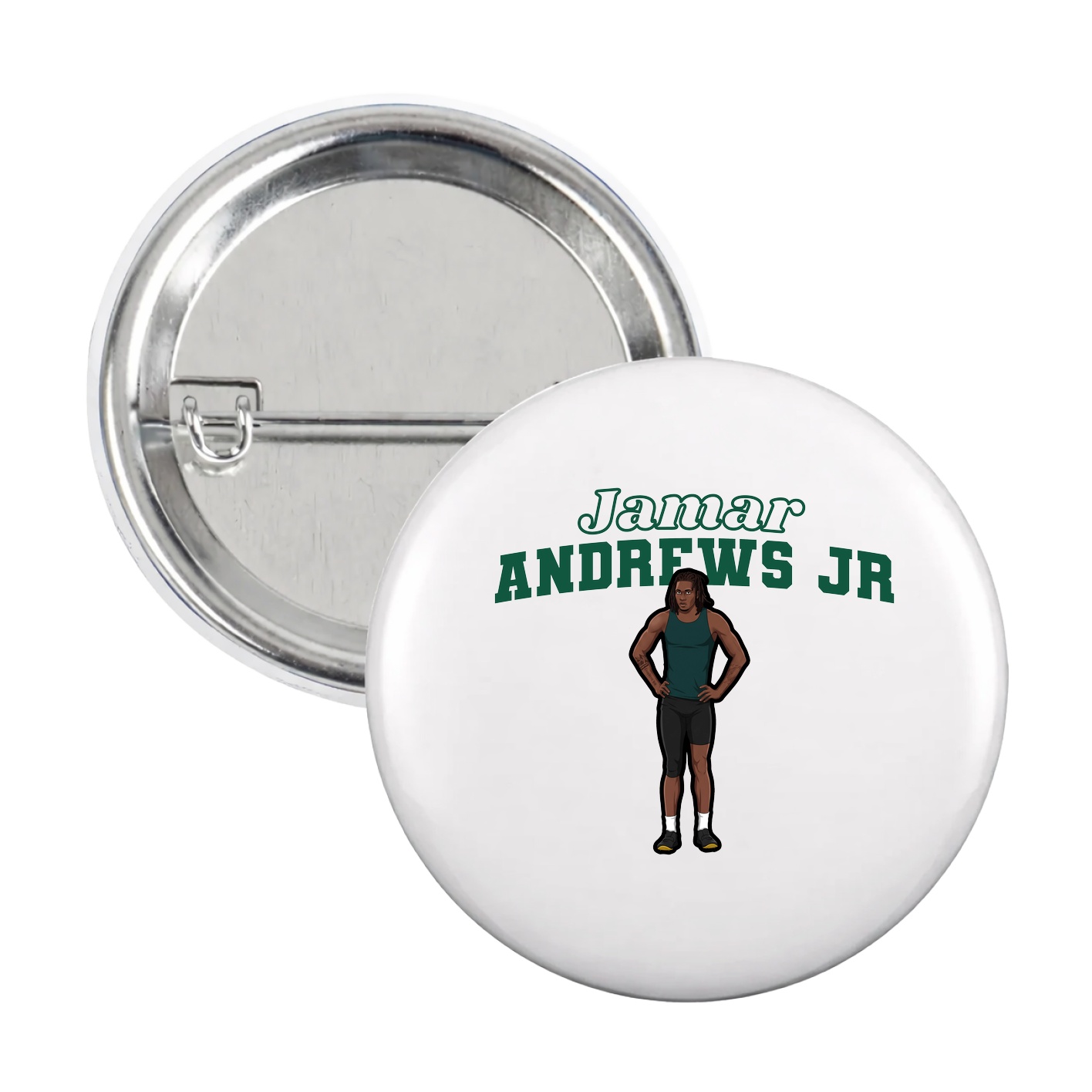 Game Day Button — Name Arch in White