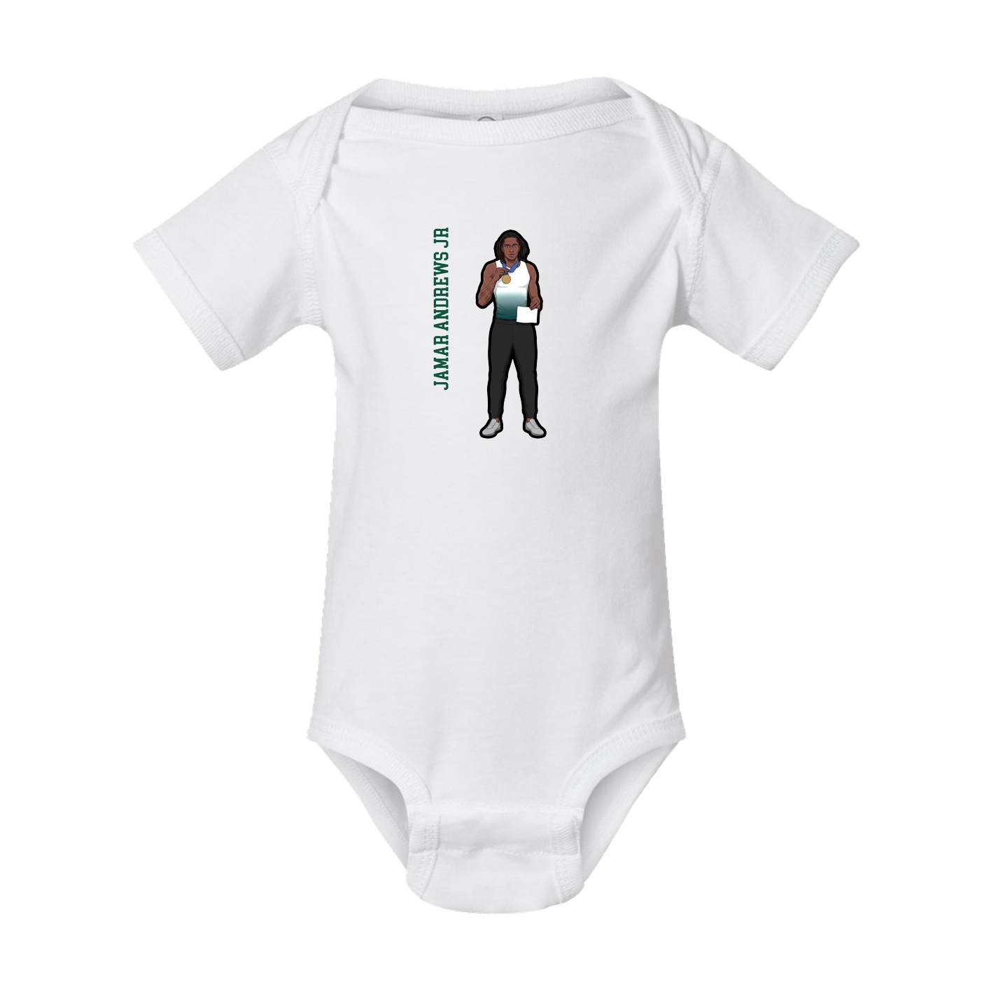 Baby Onesie — Name Vertical in White