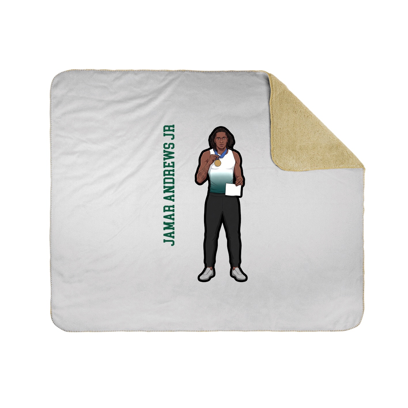 Throw Blanket — Name Vertical in White