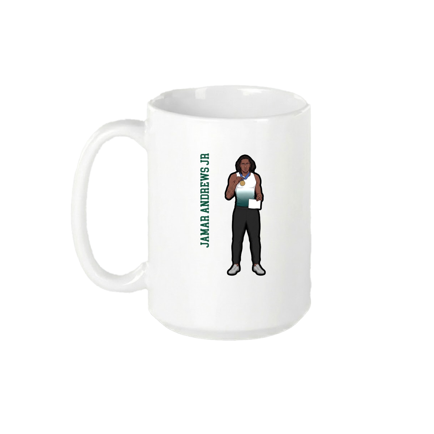 15oz Coffee Mug — Name Vertical in White