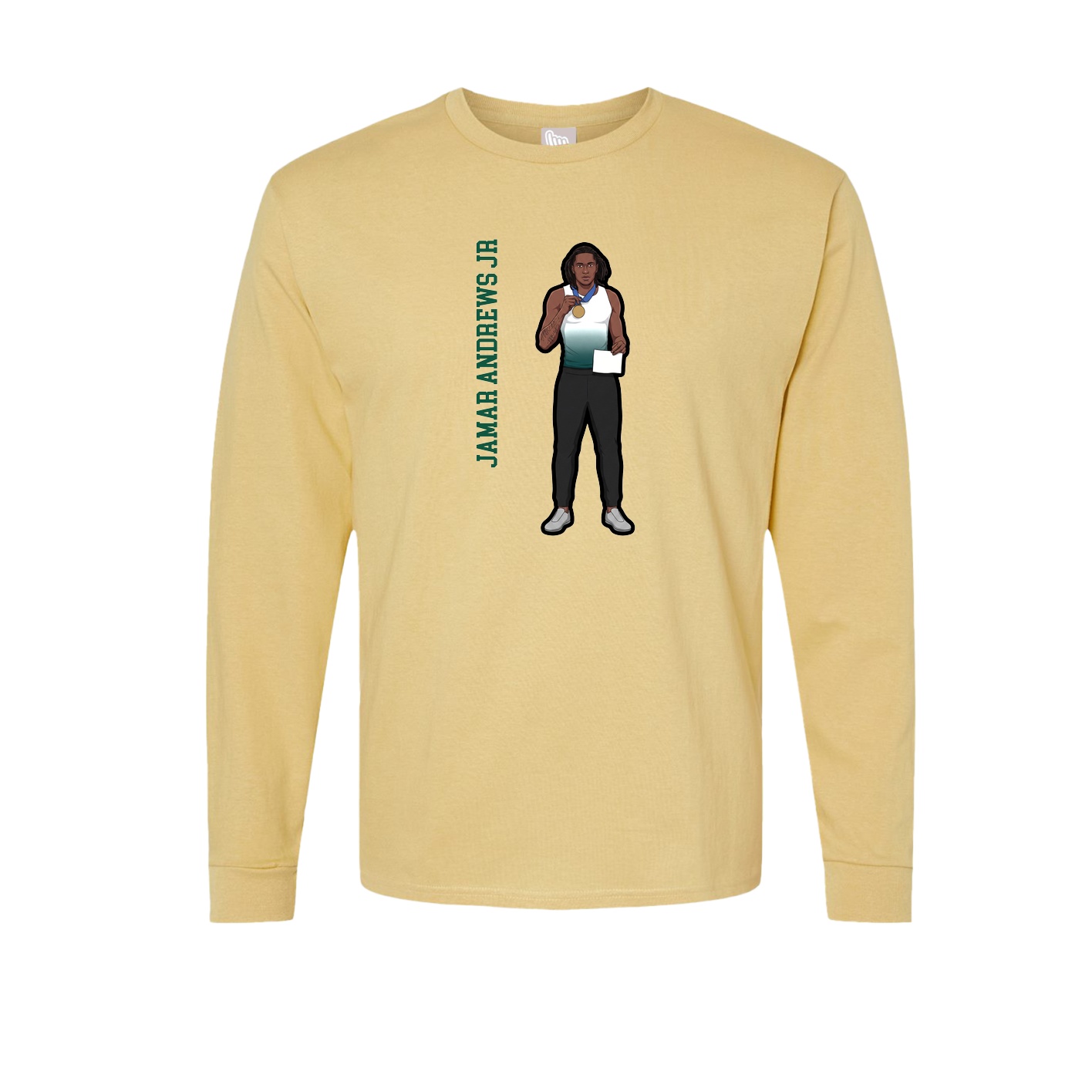 Long Sleeve Tee — Name Vertical in Vegas Gold