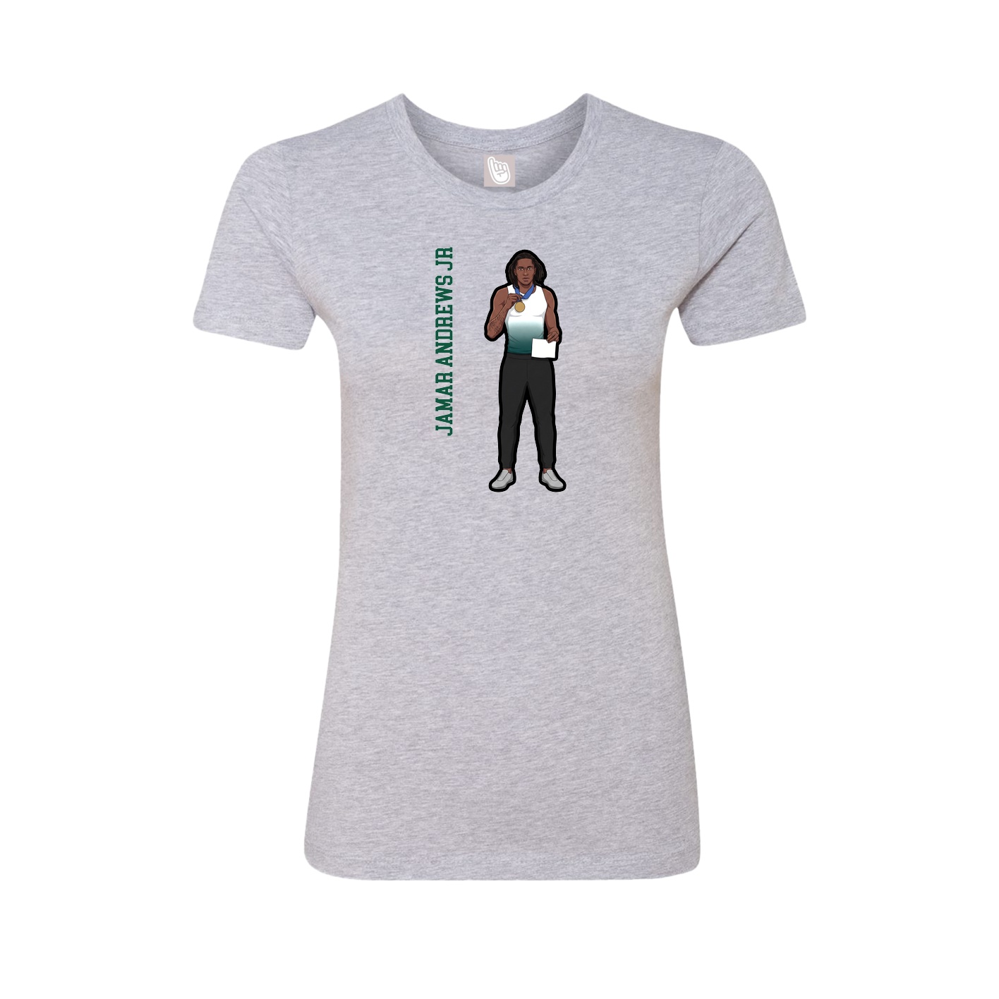 Fitted Women's Tee — Name Vertical in Grey