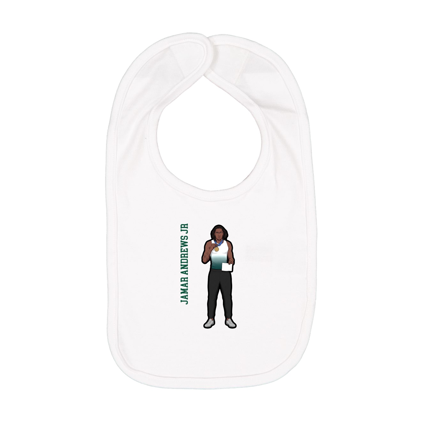 Infant Bib — Name Vertical in White