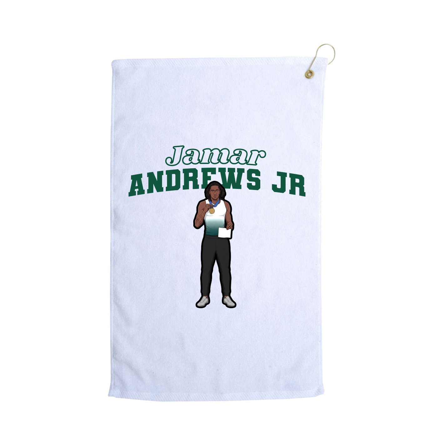 Golf Towel — Name Arch in White